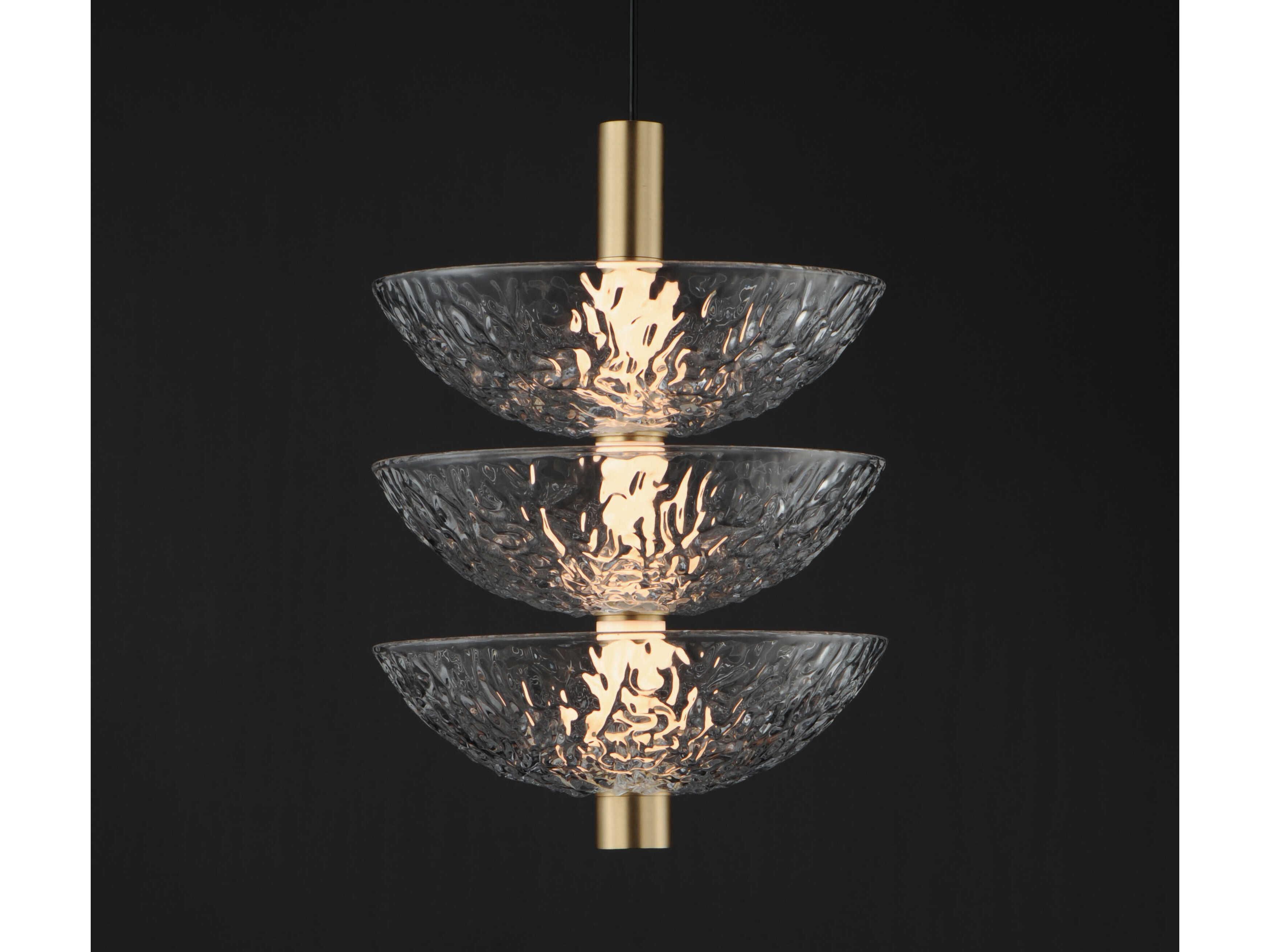 Maxim Lighting Metropolis 3-Light Satin Brass Glass LED Bowl Mini Pendant