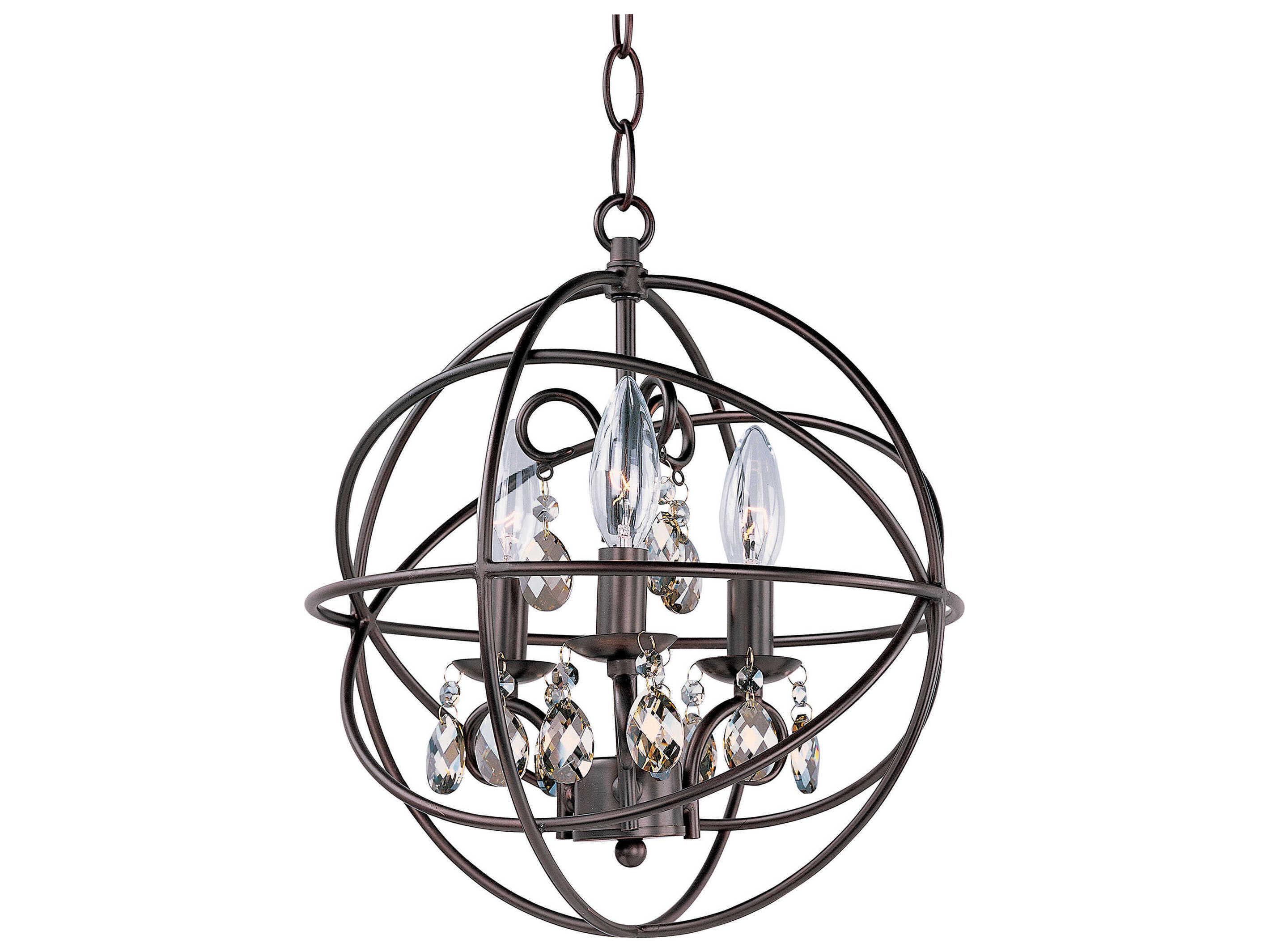 Maxim Lighting Orbit 3-Light Oil Rubbed Bronze Crystal Glass Candelabra Globe Chandelier