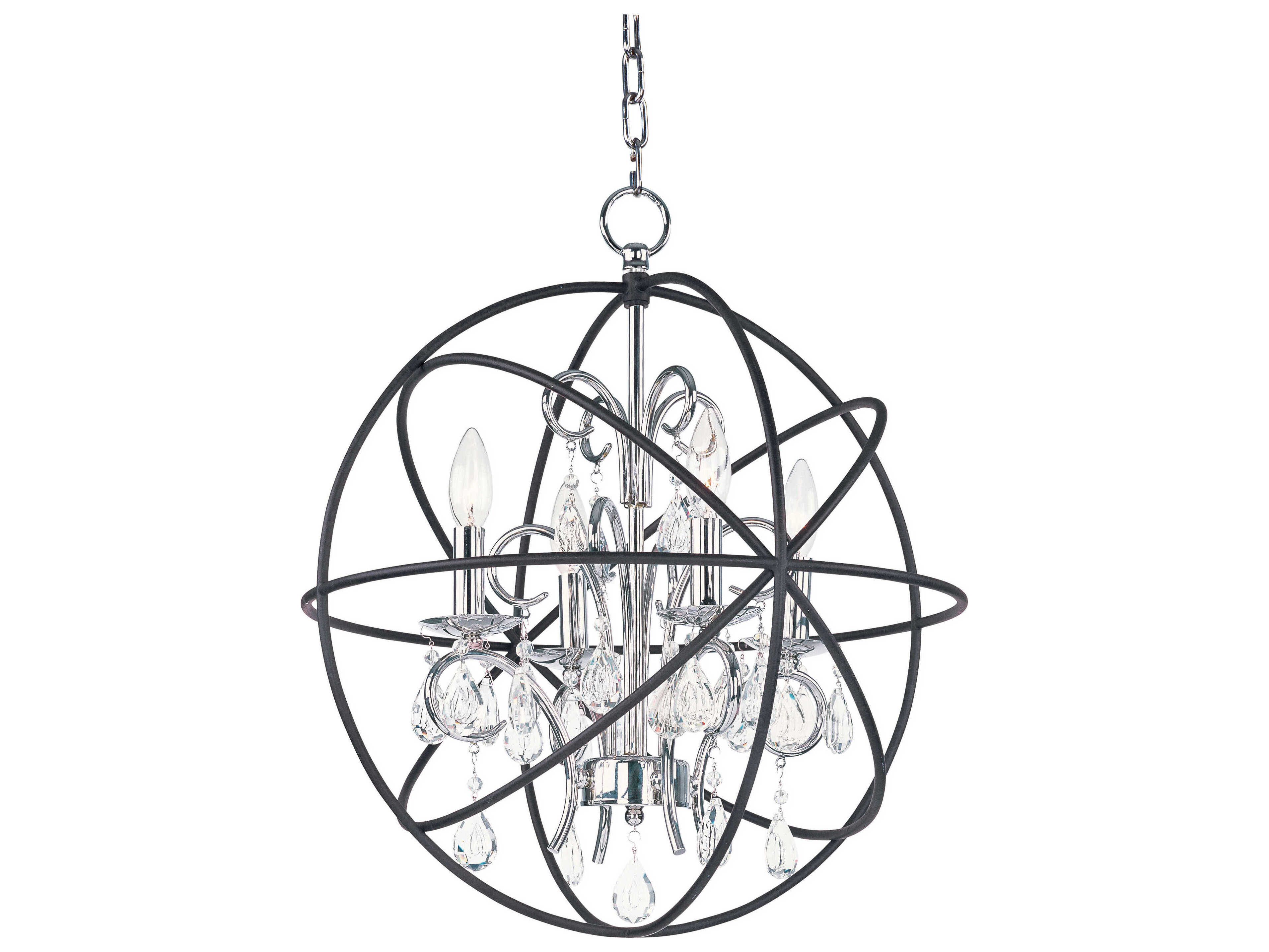 Maxim Lighting Orbit 4-Light Anthracite And Polished Nickel Crystal Candelabra Globe Chandelier