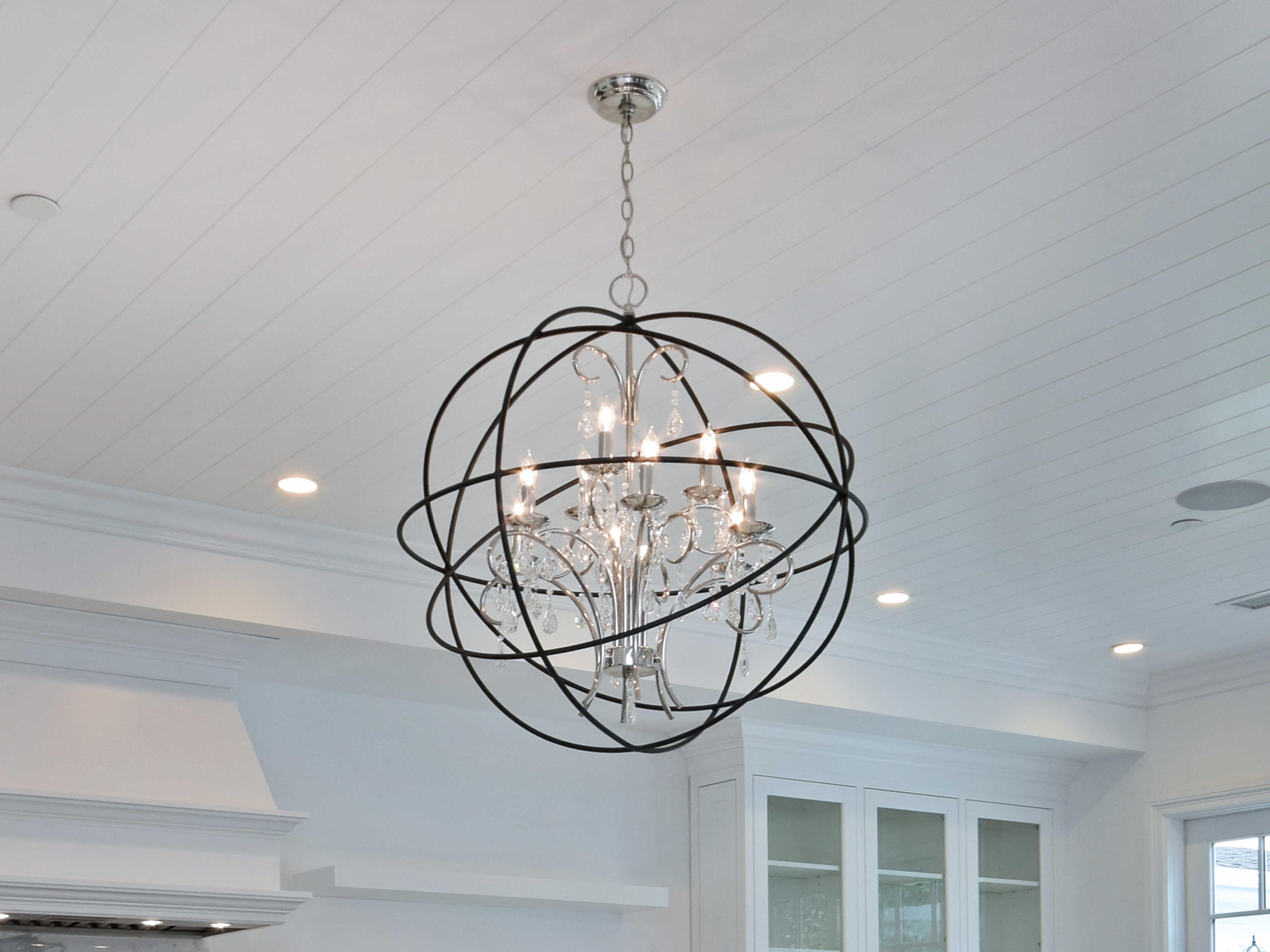 Maxim Lighting Orbit 6-Light Oil Rubbed Bronze Crystal Glass Candelabra Globe Chandelier