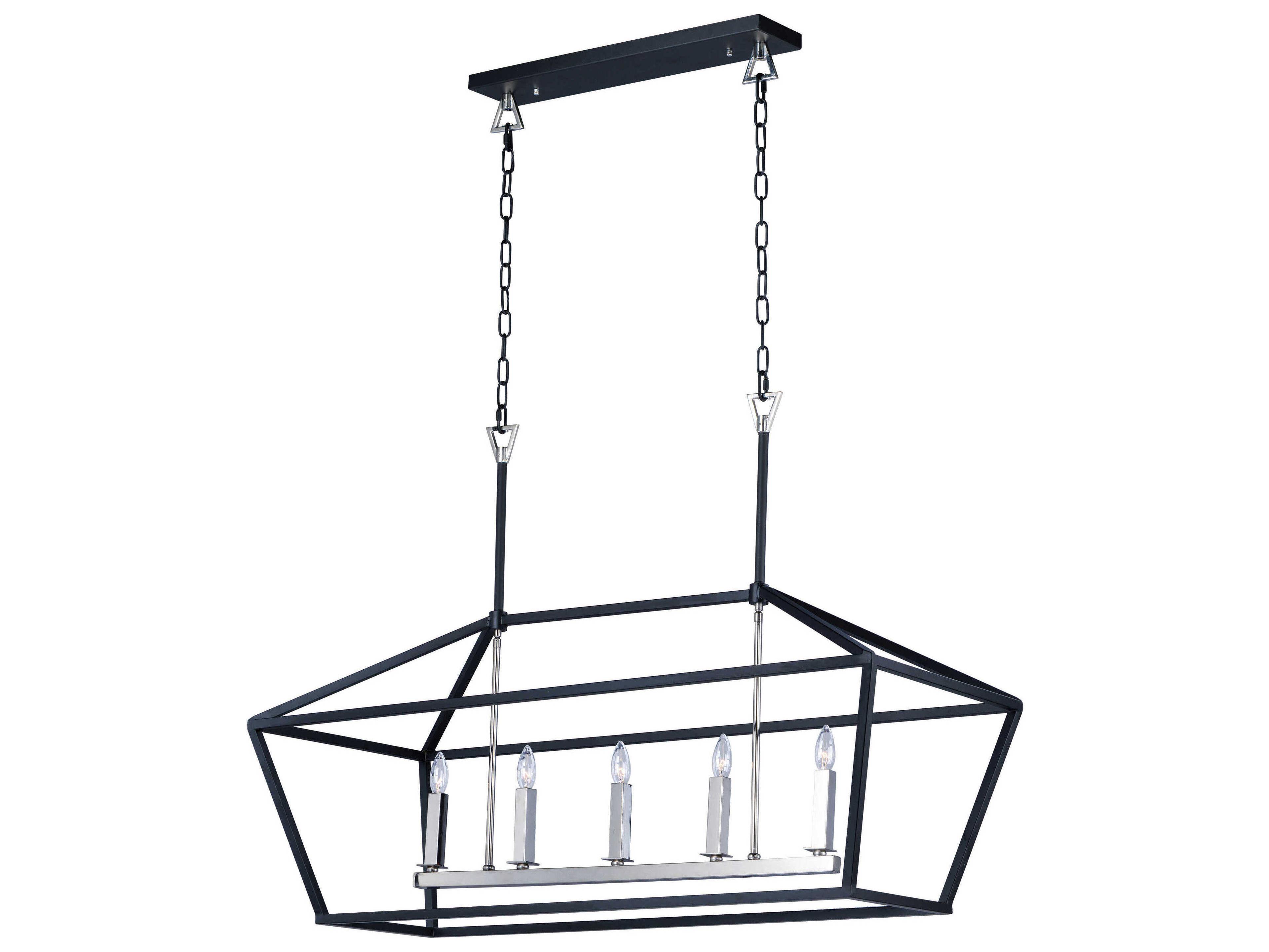 Maxim Lighting Abode 5-Light Textured Black Polished Nickel Geometric Island Pendant