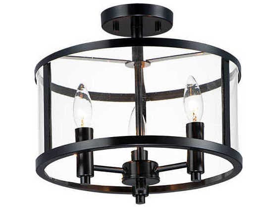 Maxim Lighting Sentinel 3-Light Black Drum Semi Flush Mount