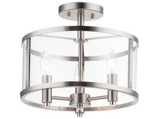 Maxim Lighting Sentinel 3-Light Satin Nickel Drum Semi Flush Mount