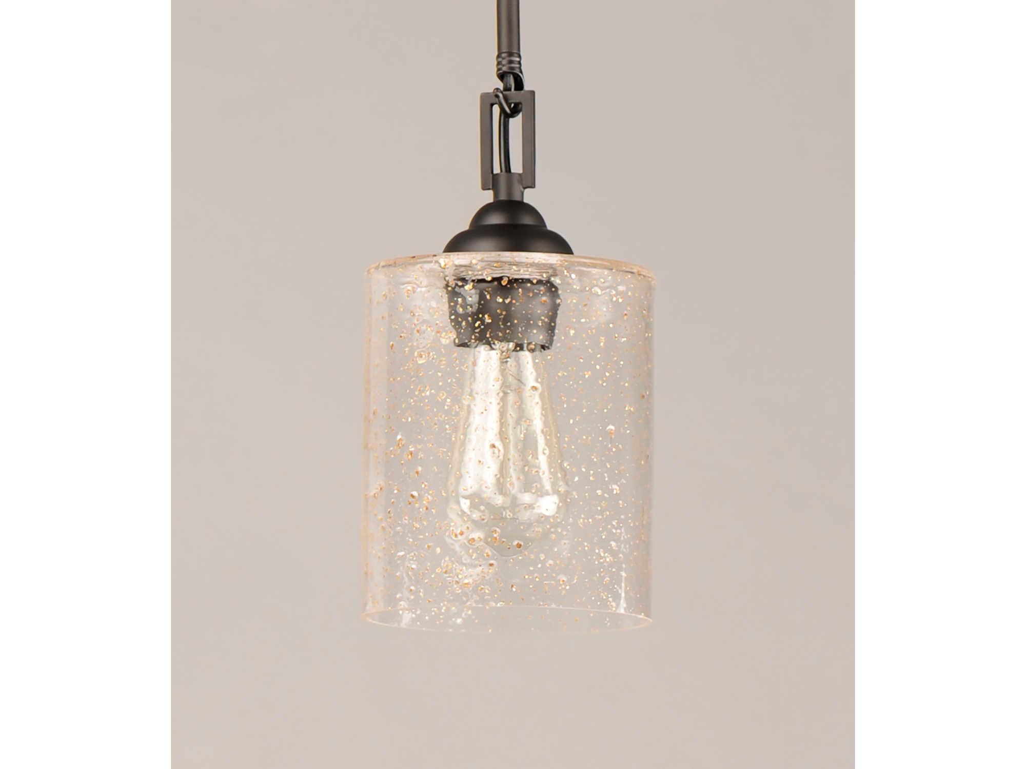 Maxim Lighting Stonehenge 1-Light Bronze Glass Cylinder Mini Pendant
