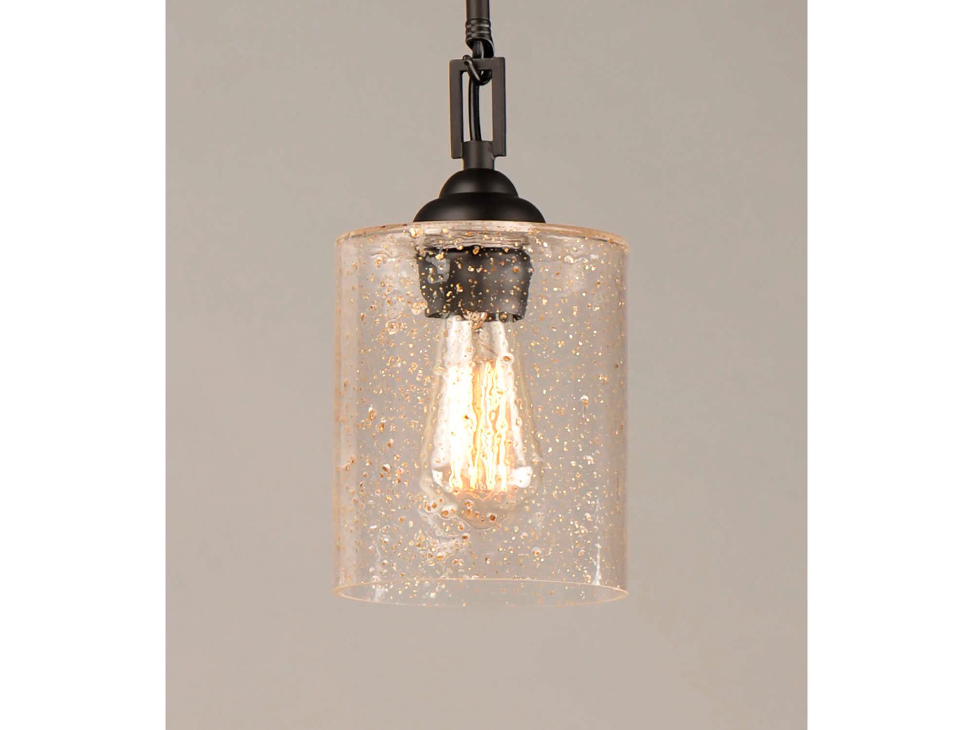 Maxim Lighting Stonehenge 1-Light Bronze Glass Cylinder Mini Pendant