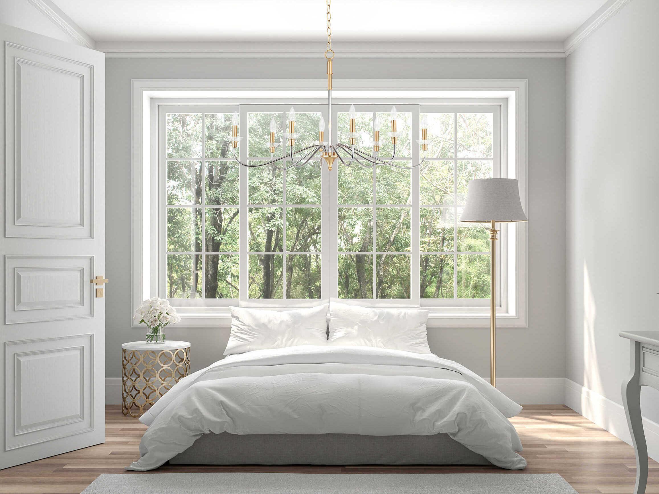 Maxim Lighting Clarion 8-Light Polished Chrome Satin Brass Glass Candelabra Chandelier