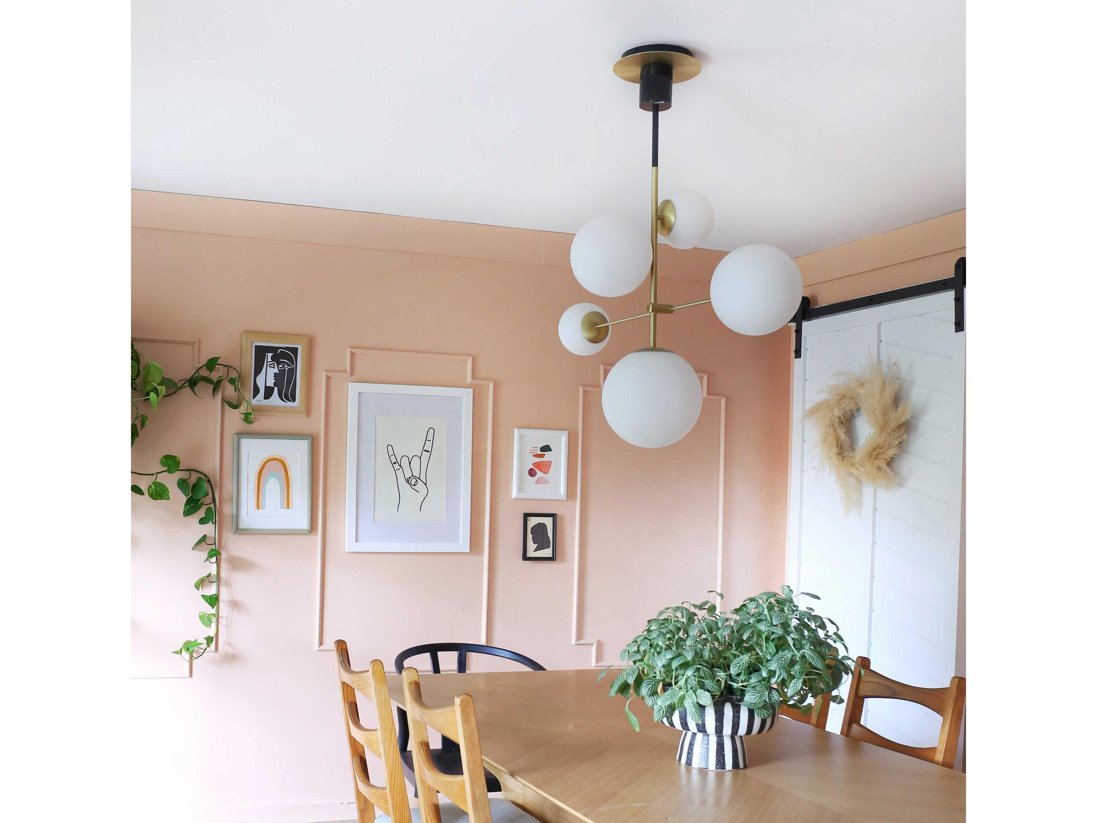 Maxim Lighting Vesper 5-Light Satin Brass Black Glass Globe Pendant