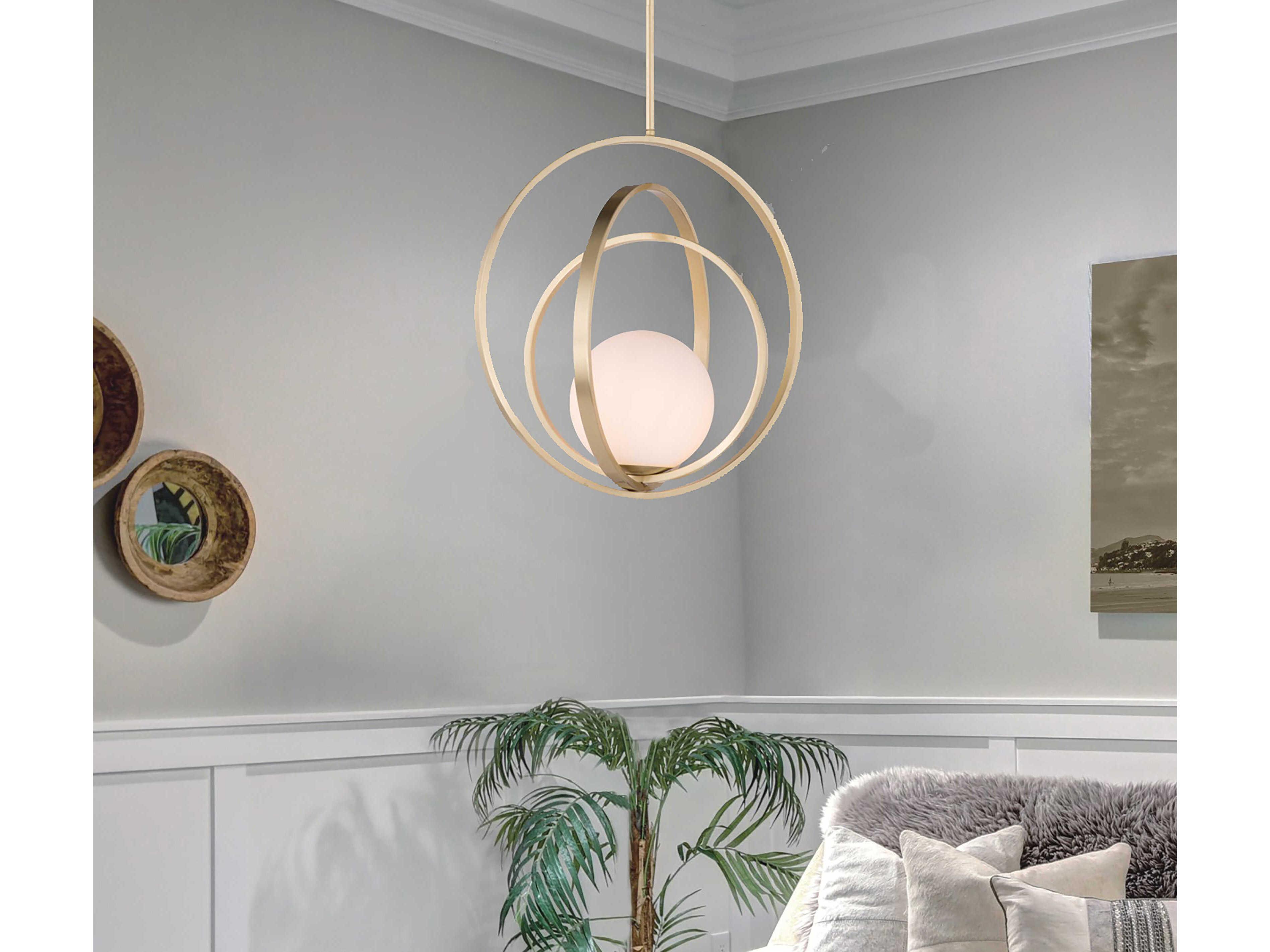 Maxim Lighting Coronet 1-Light Satin Brass Glass Globe Round Pendant