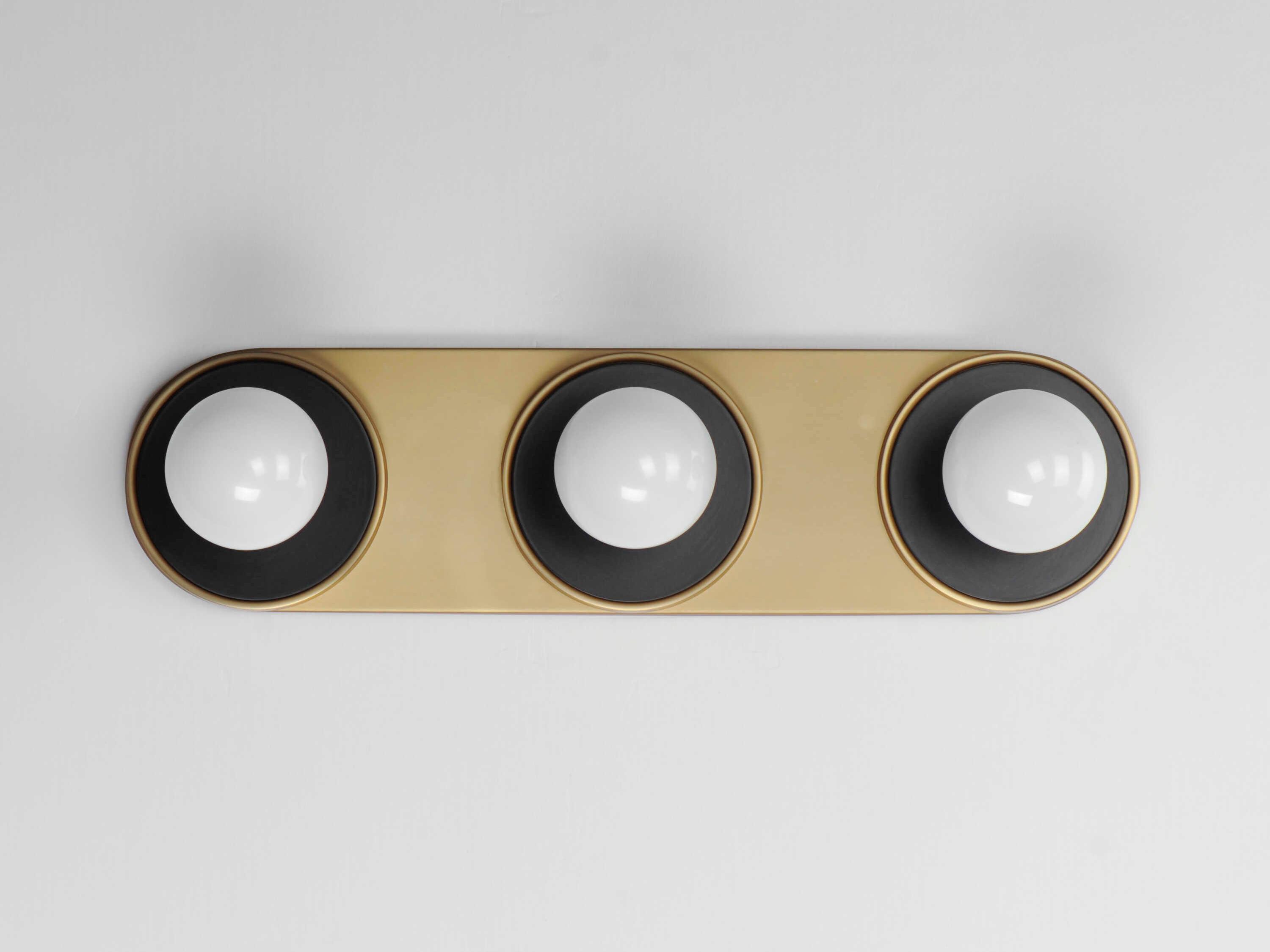 Maxim Lighting Hollywood 3-Light Black Natural Aged Brass Vanity Light