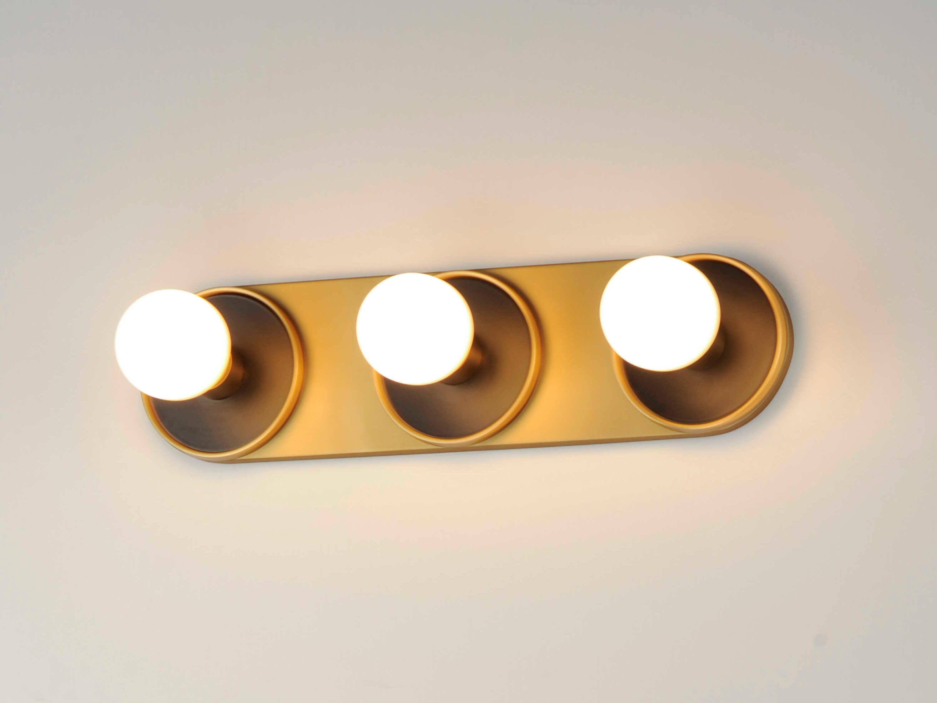 Maxim Lighting Hollywood 3-Light Black Natural Aged Brass Vanity Light