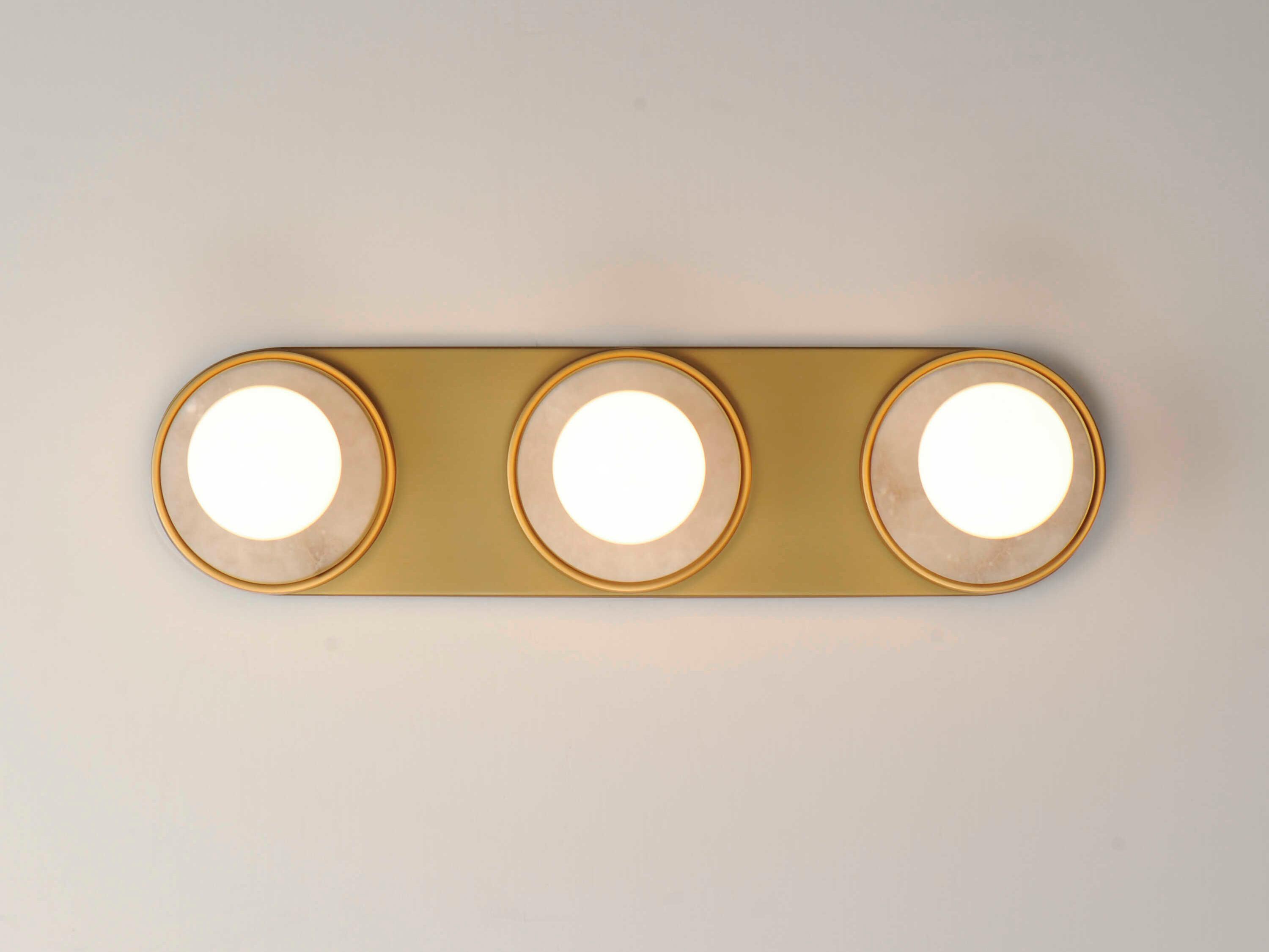 Maxim Lighting Hollywood 3-Light Whit Alabaster Natural Aged Brass Vanity Light