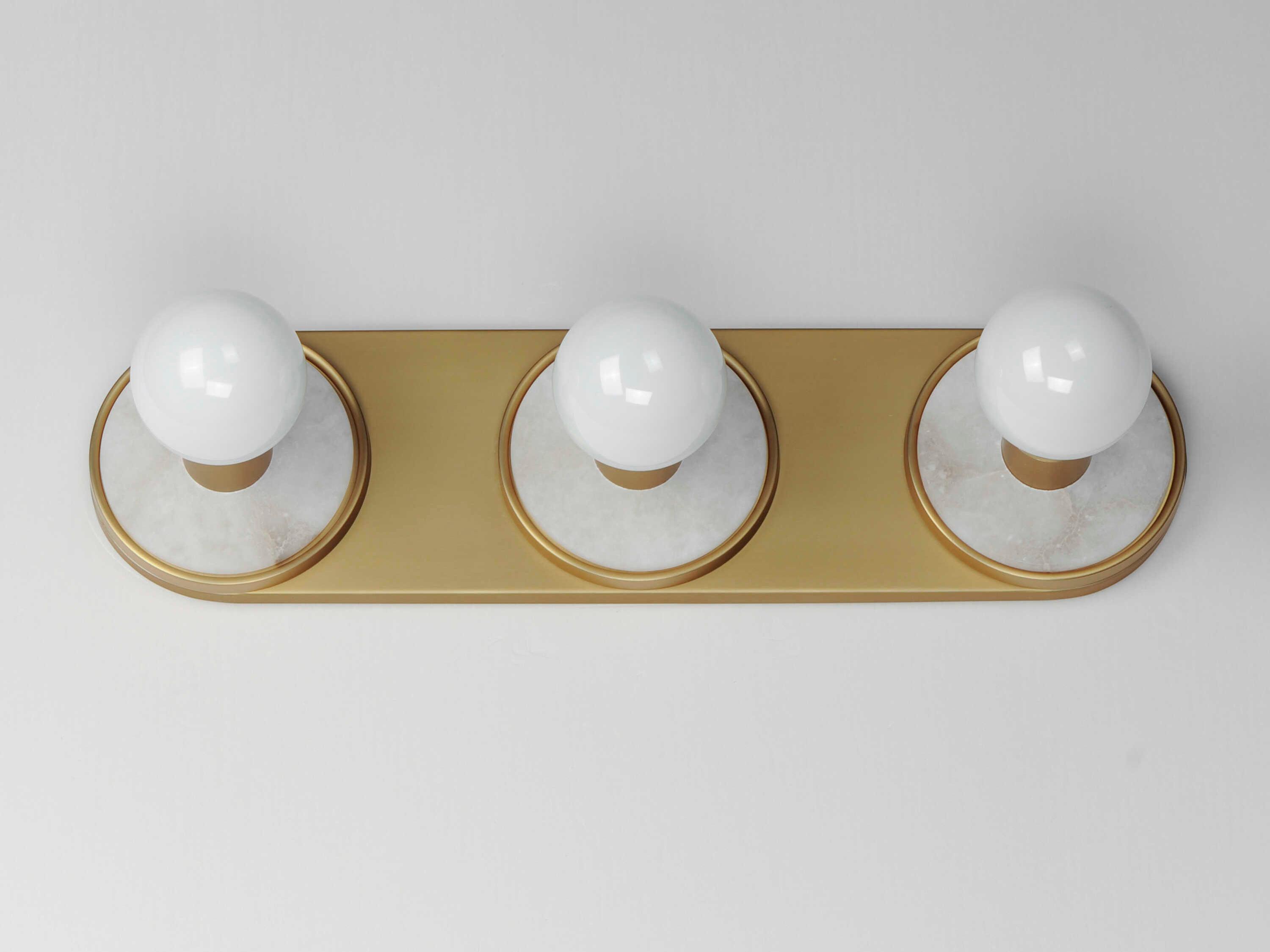 Maxim Lighting Hollywood 3-Light Whit Alabaster Natural Aged Brass Vanity Light