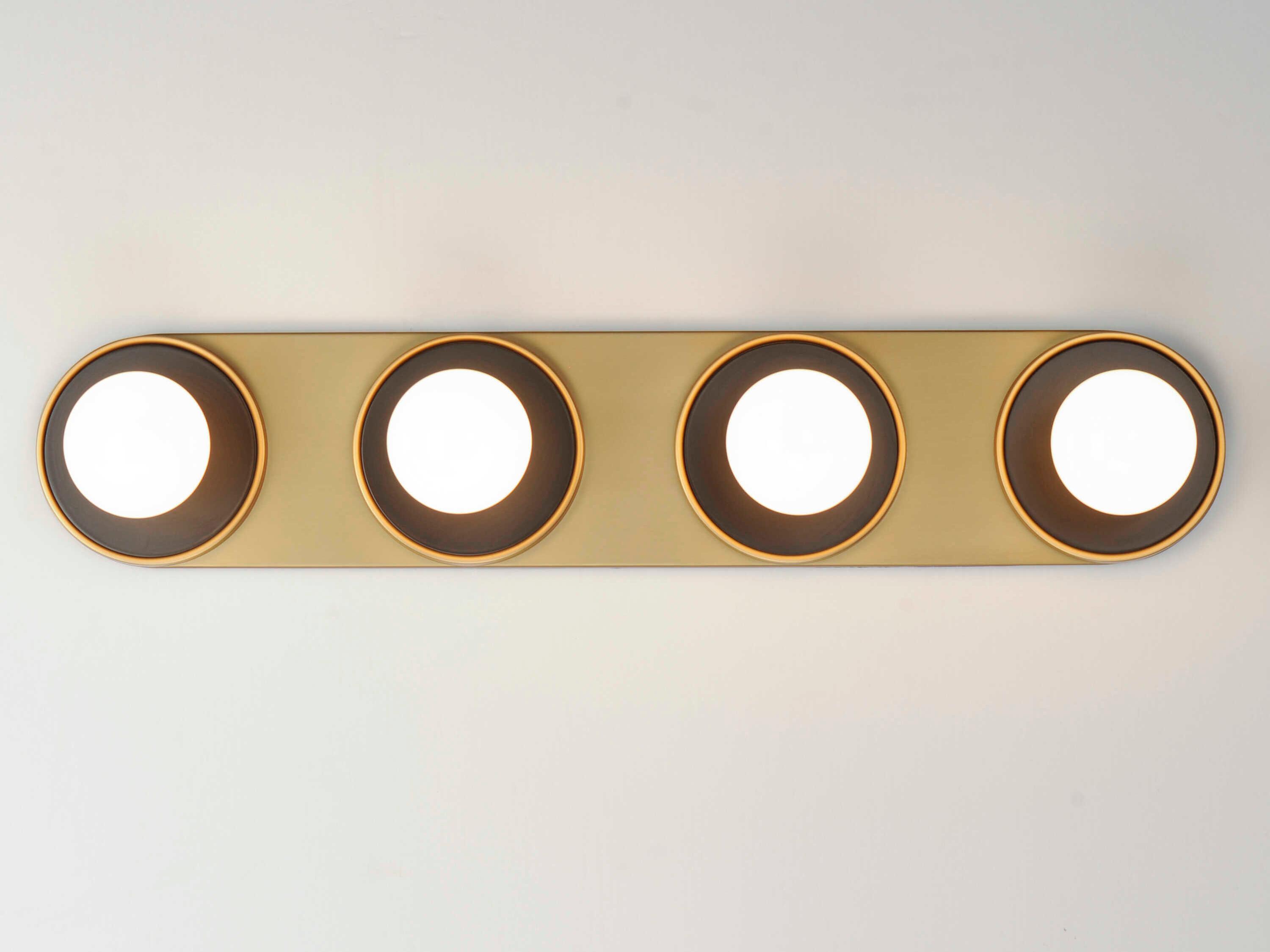 Maxim Lighting Hollywood 4-Light Black Natural Aged Brass Vanity Light