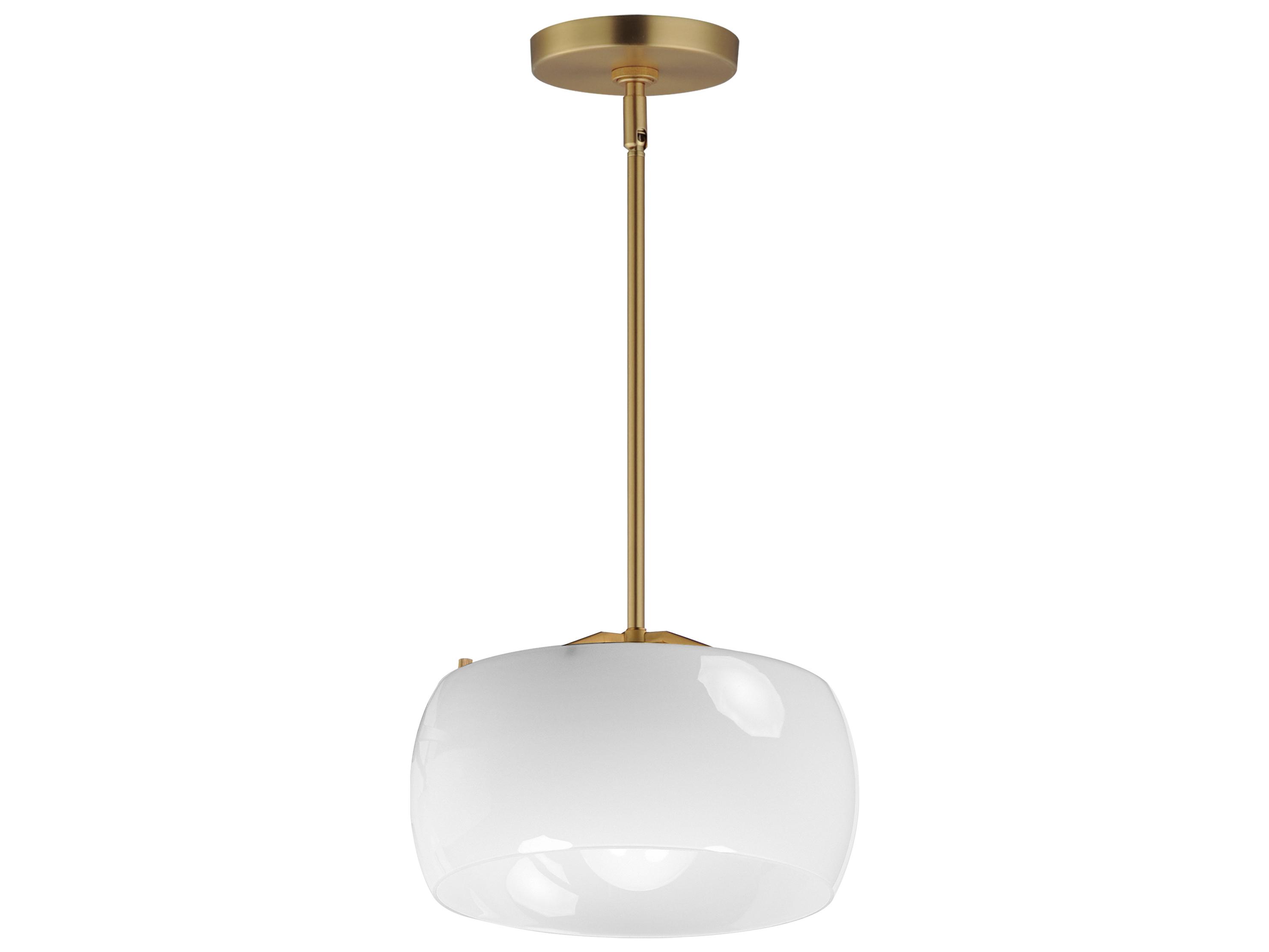 Maxim Lighting Glazed 1-Light White Natural Aged Brass Round Mini Pendant