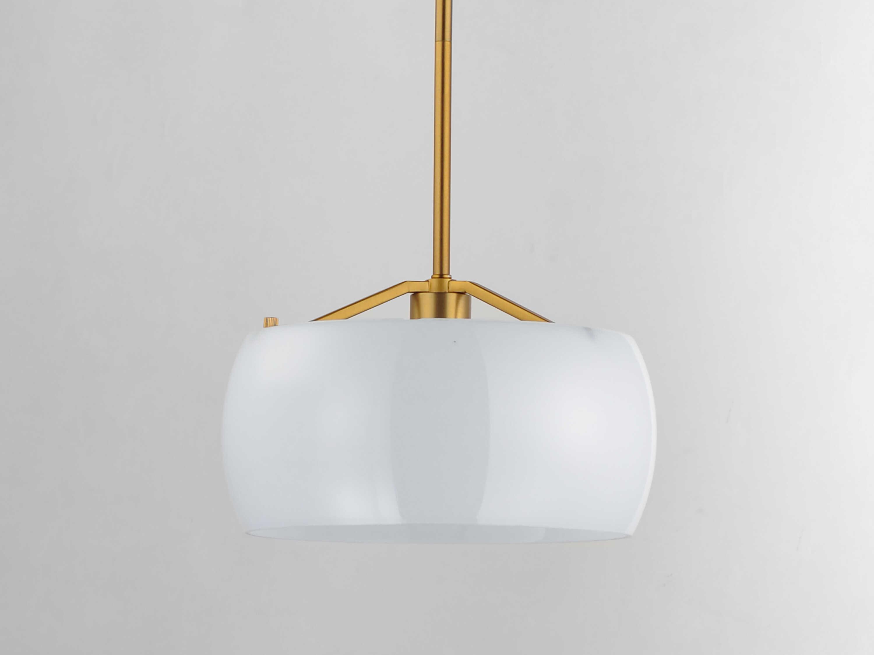 Maxim Lighting Glazed 1-Light White Natural Aged Brass Round Mini Pendant