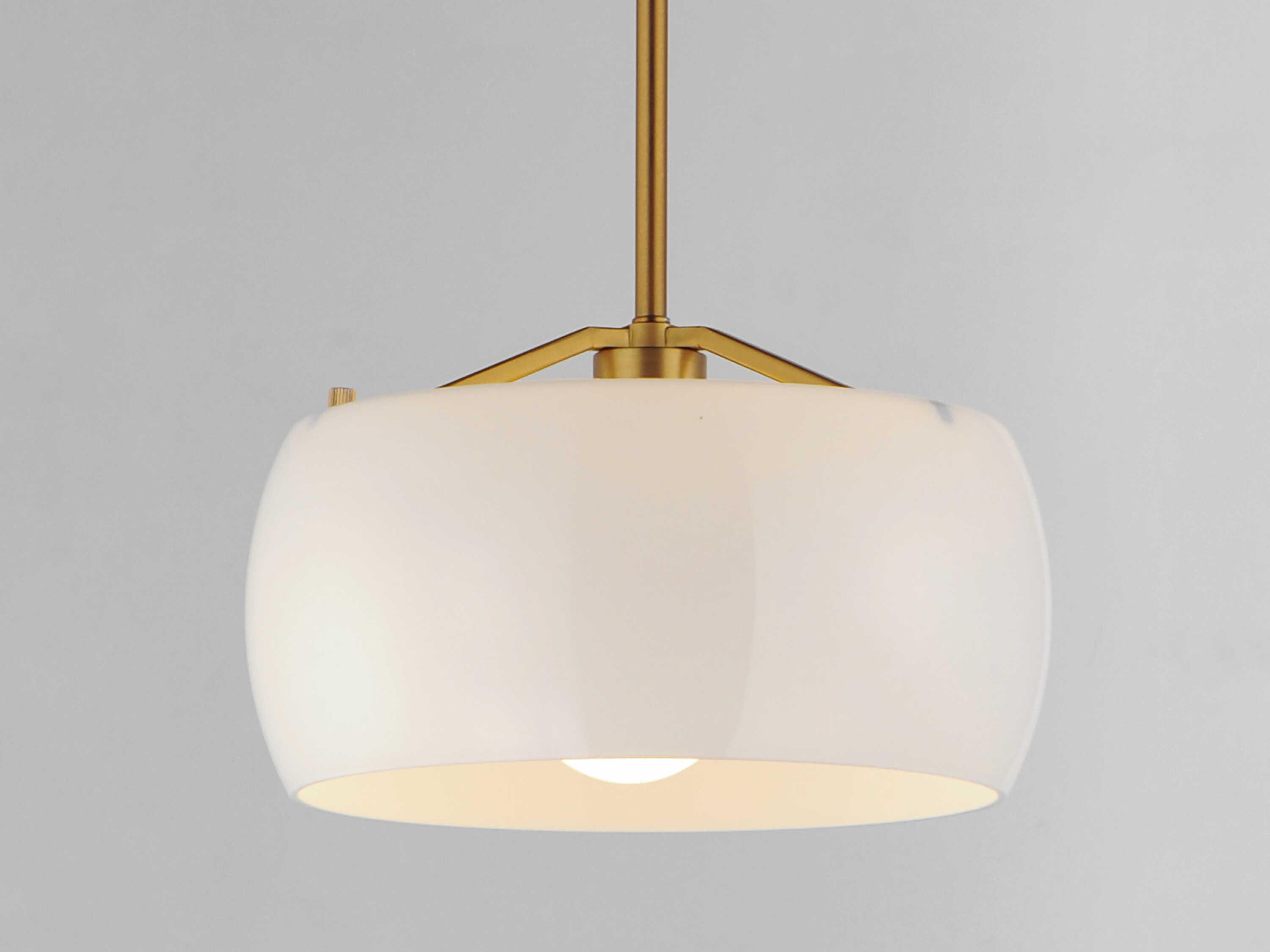 Maxim Lighting Glazed 1-Light White Natural Aged Brass Round Mini Pendant