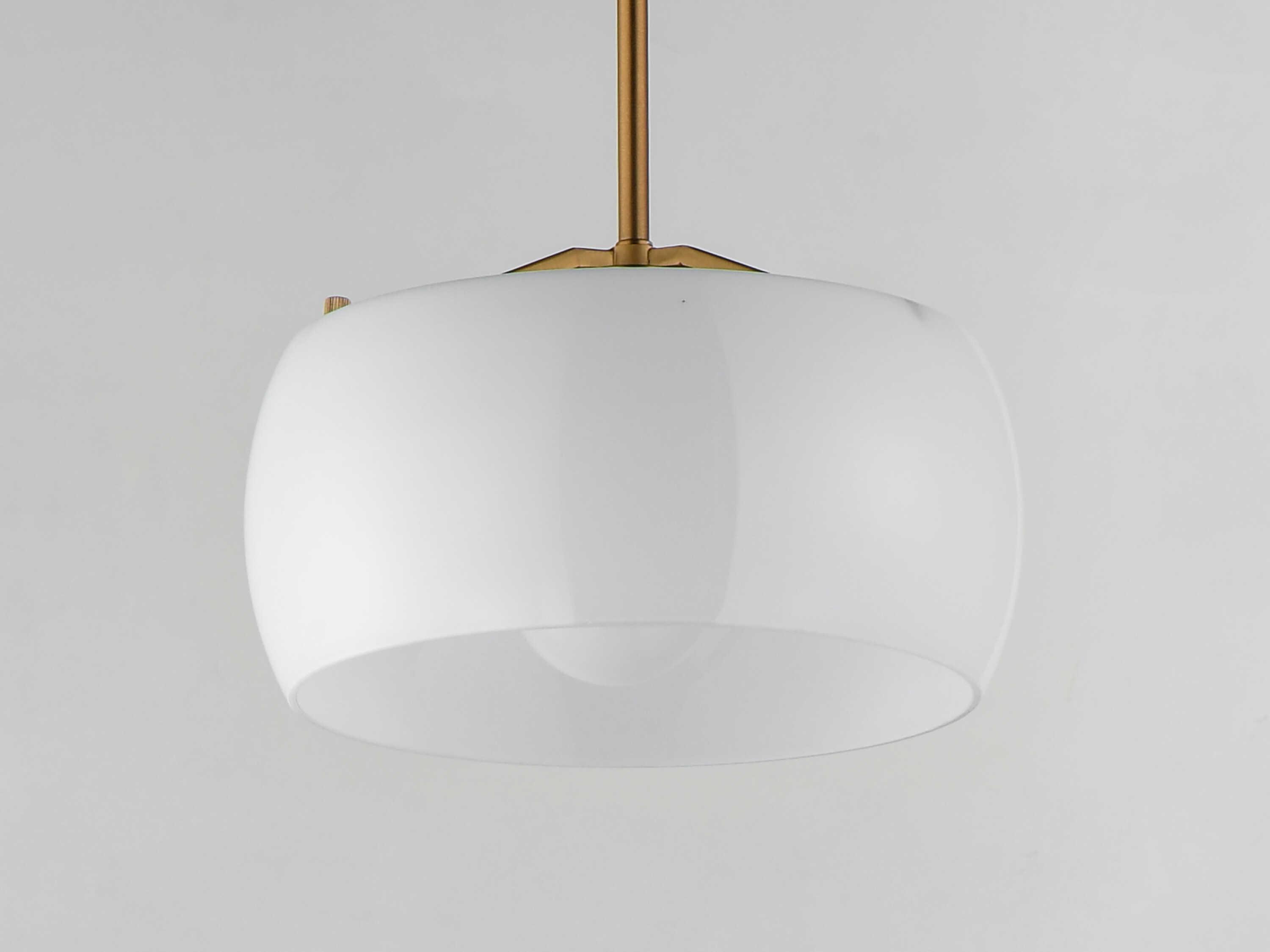 Maxim Lighting Glazed 1-Light White Natural Aged Brass Round Mini Pendant
