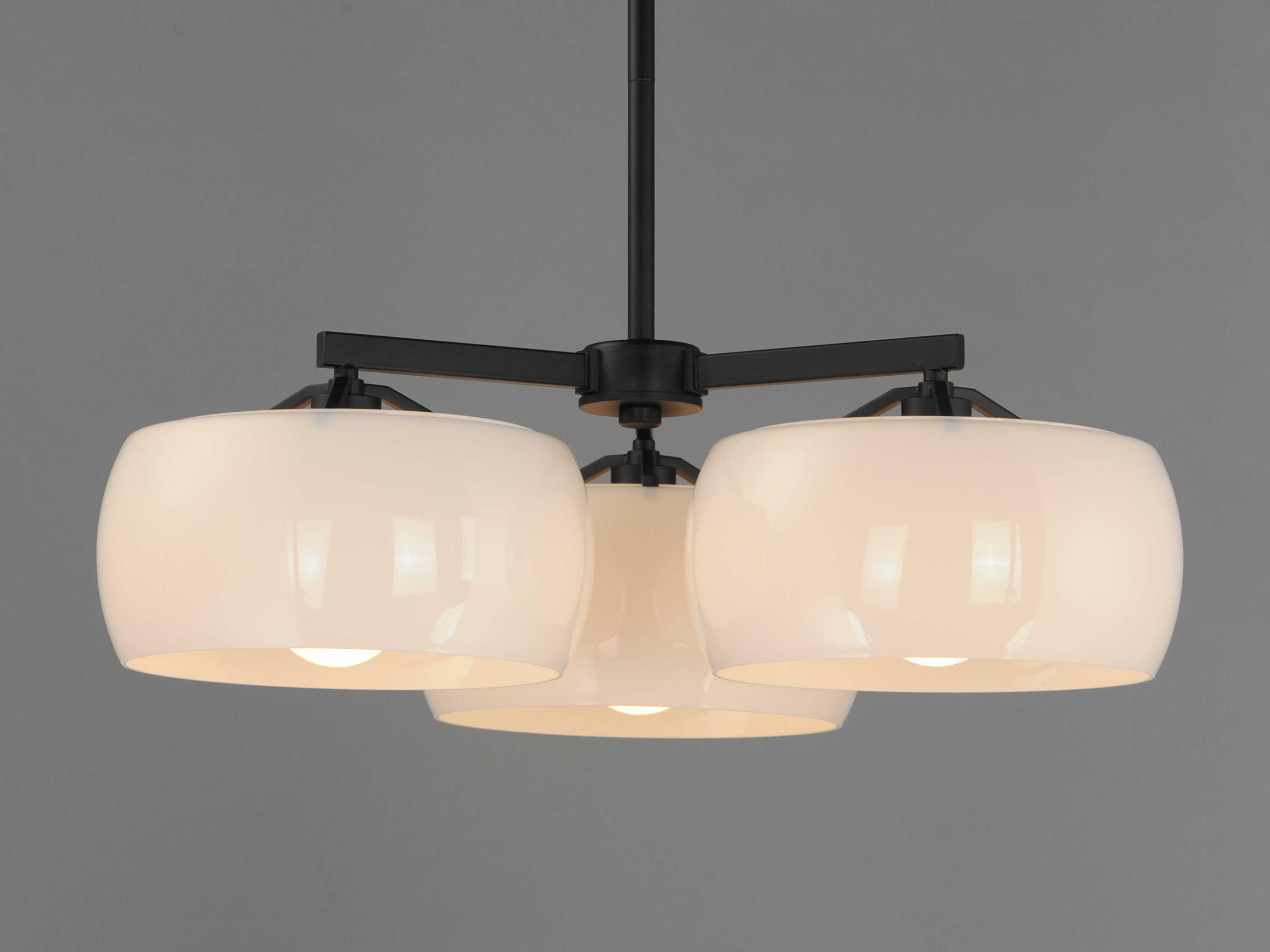 Maxim Lighting Glazed 3-Light White Black Drum Chandelier