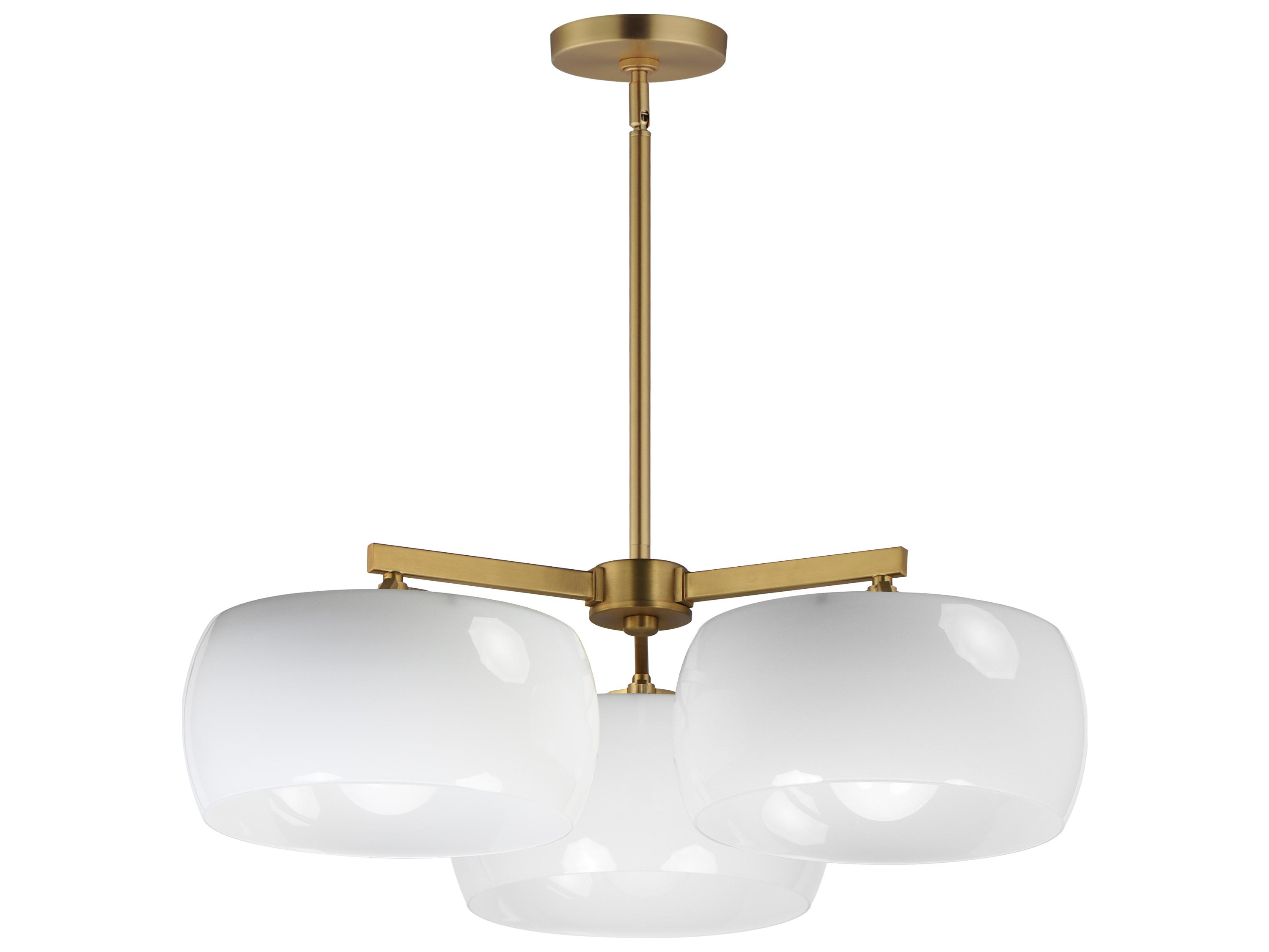 Maxim Lighting Glazed 3-Light White Natural Aged Brass Drum Chandelier