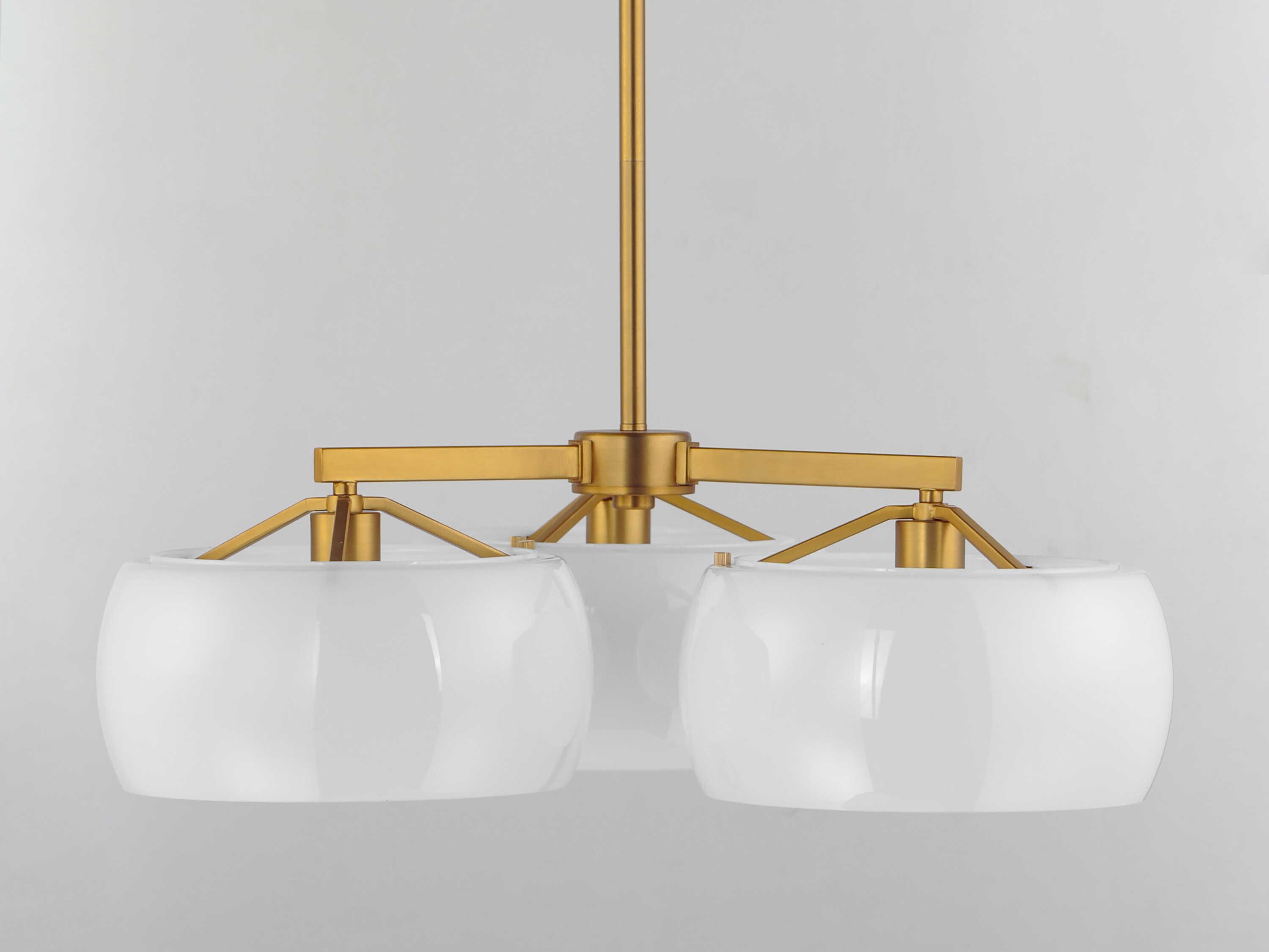 Maxim Lighting Glazed 3-Light White Natural Aged Brass Drum Chandelier