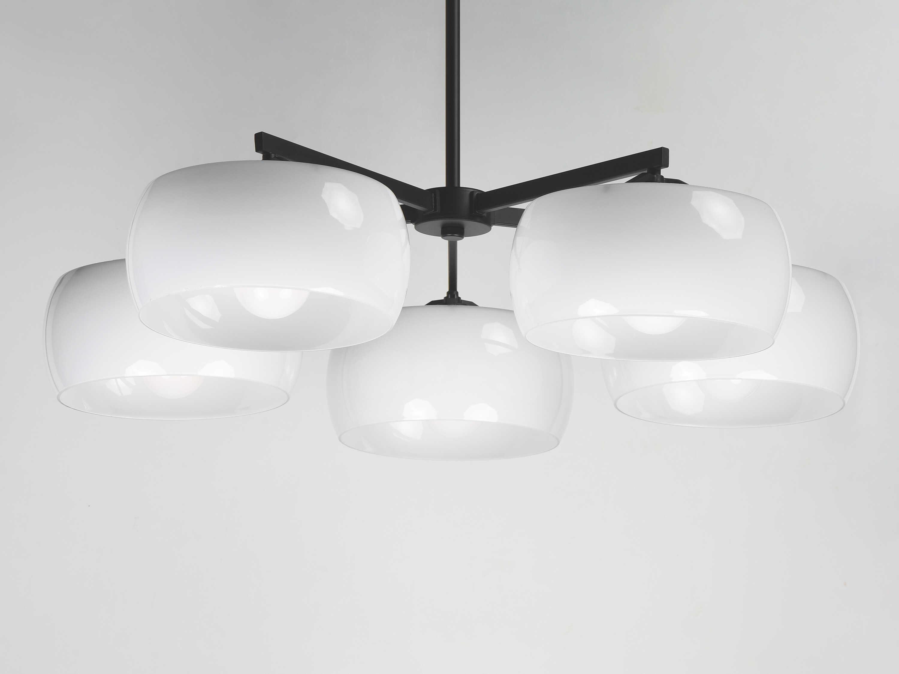 Maxim Lighting Glazed 5-Light White Black Drum Chandelier