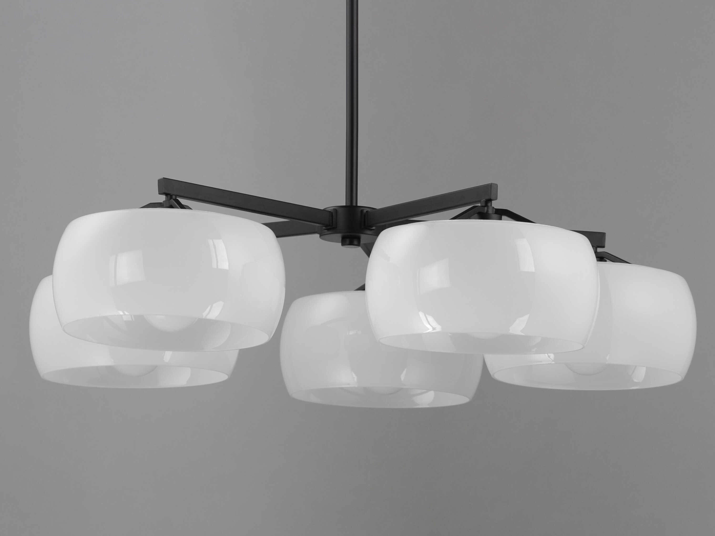 Maxim Lighting Glazed 5-Light White Black Drum Chandelier