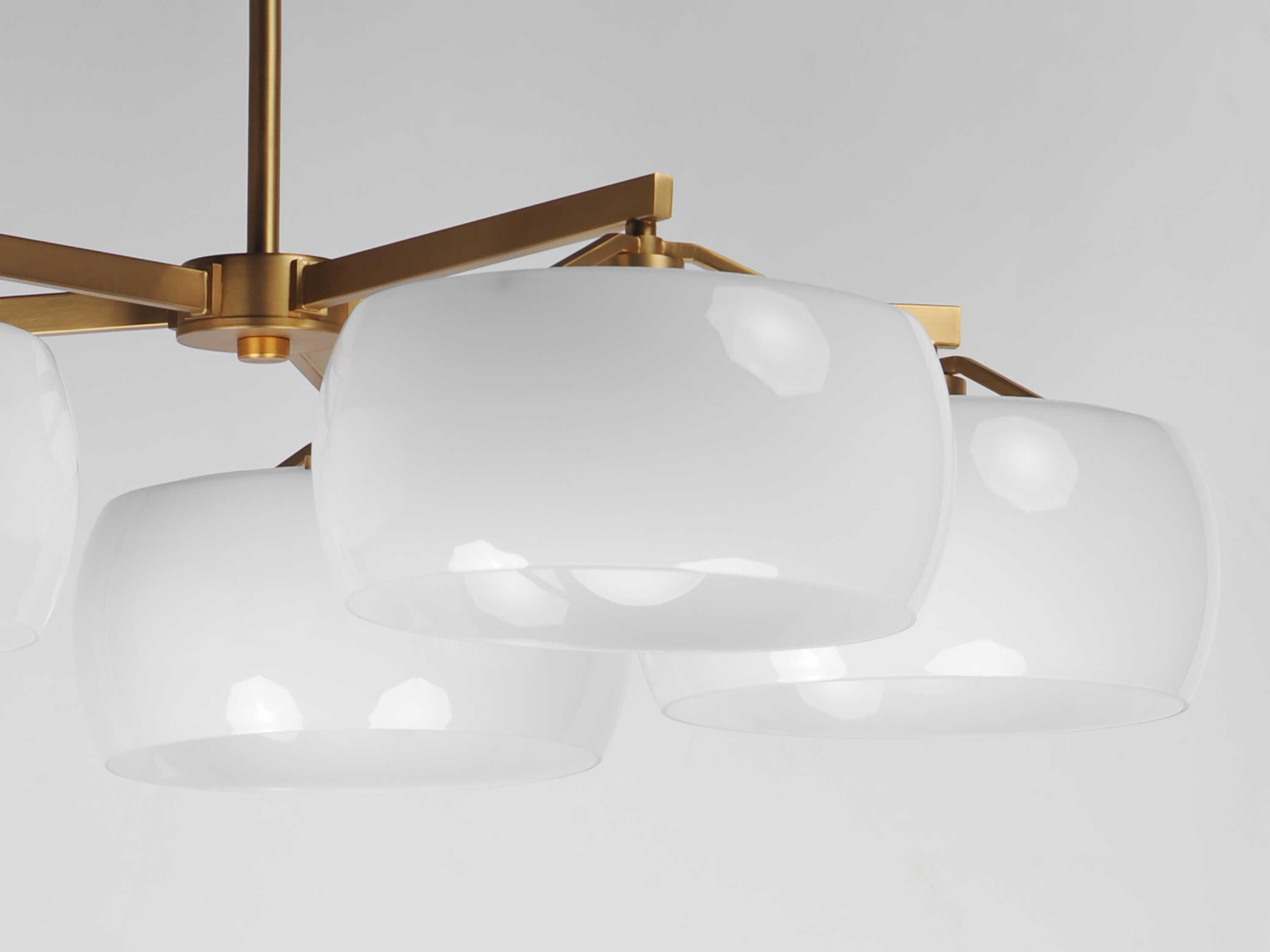 Maxim Lighting Glazed 5-Light White Natural Aged Brass Drum Chandelier