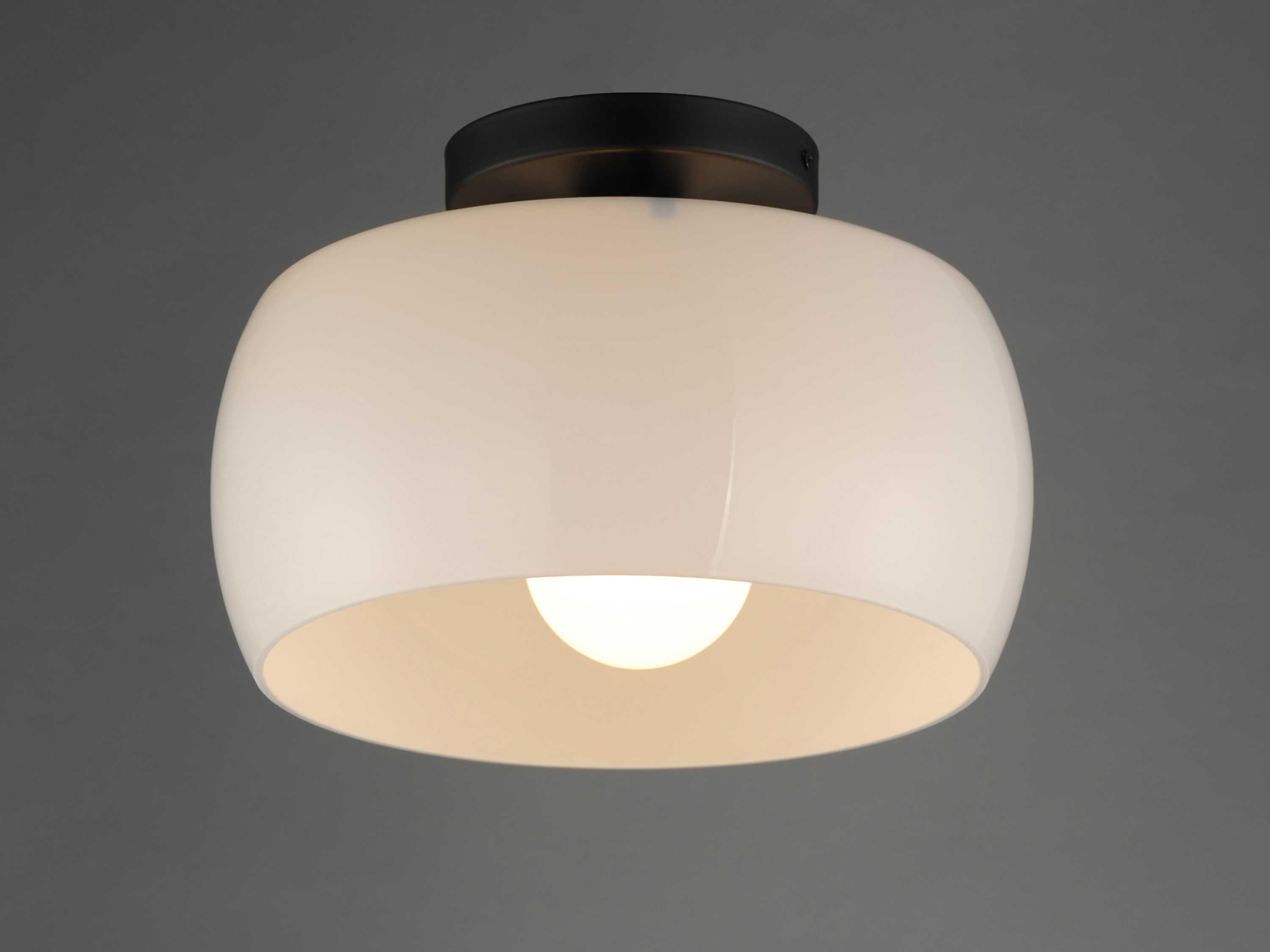 Maxim Lighting Glazed 1-Light White Black Flush Mount