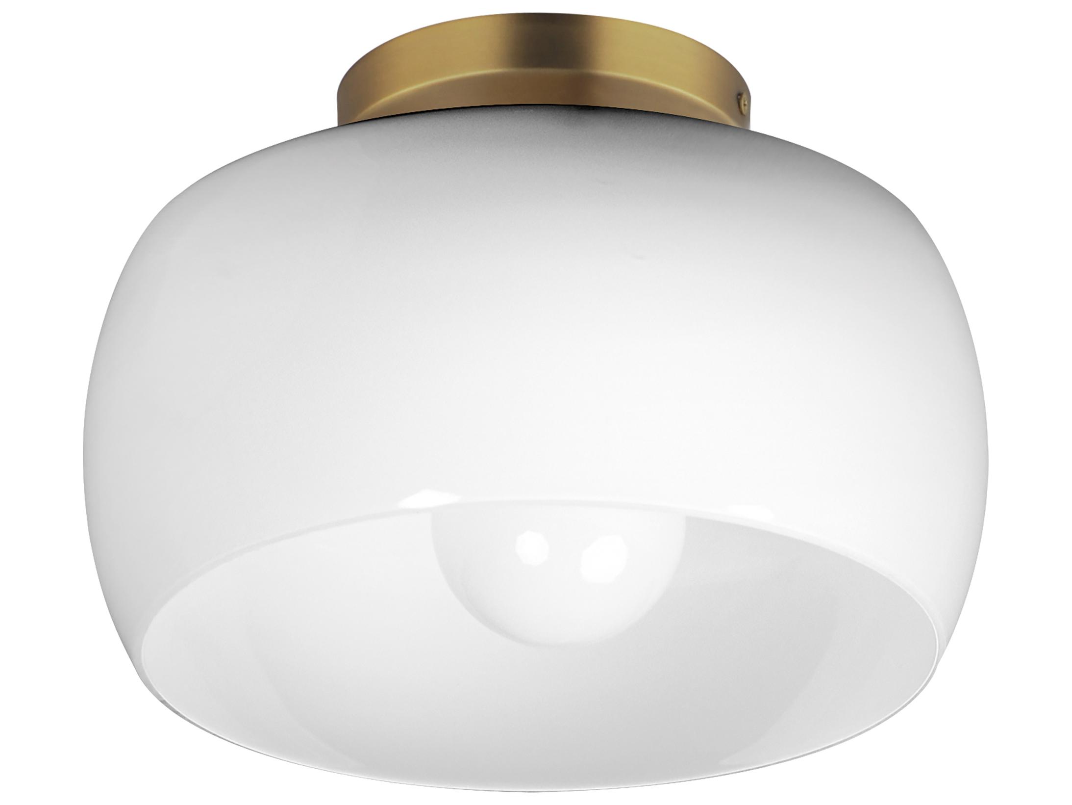 Maxim Lighting Glazed 1-Light White Natural Aged Brass Flush Mount