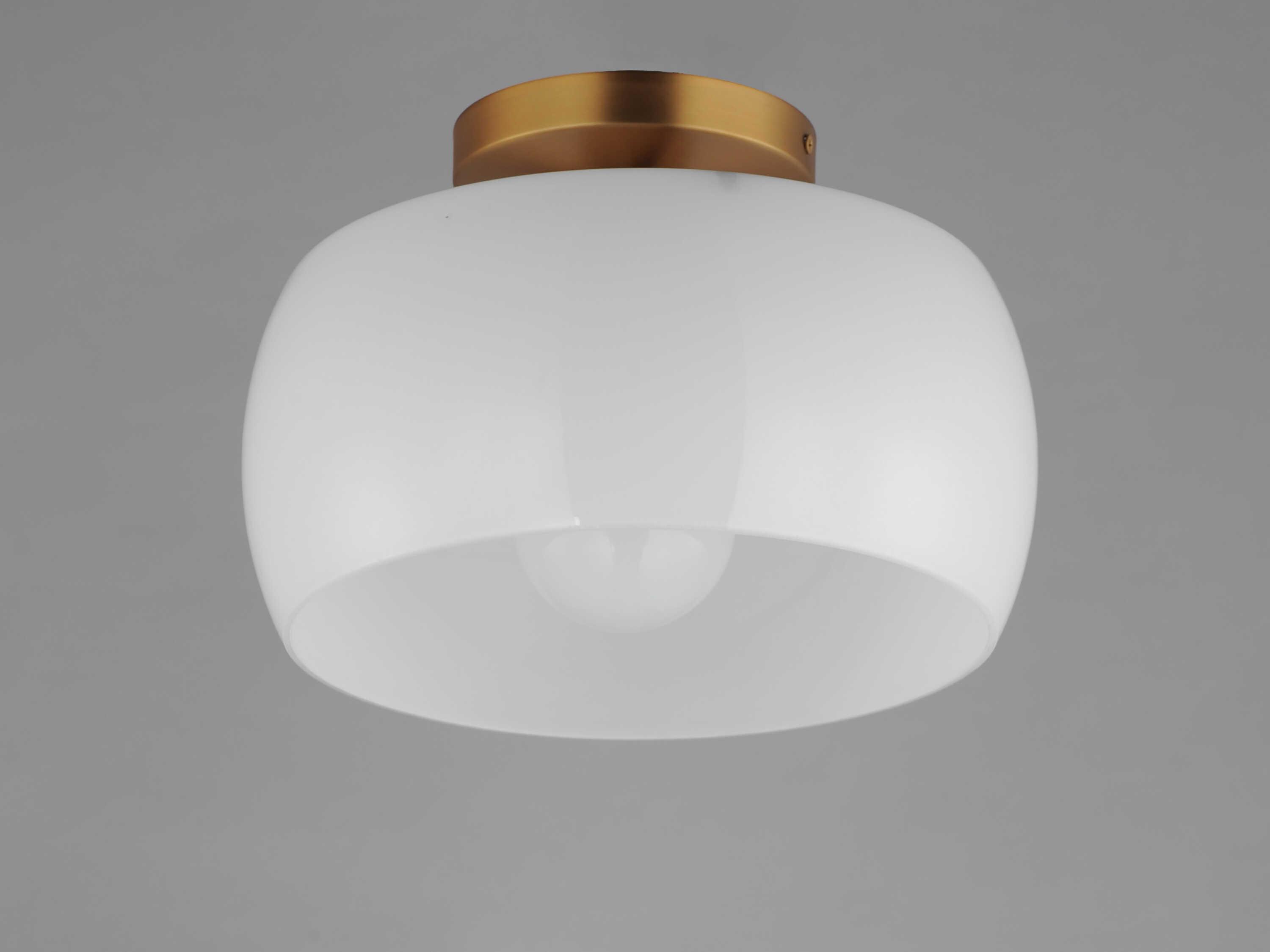 Maxim Lighting Glazed 1-Light White Natural Aged Brass Flush Mount
