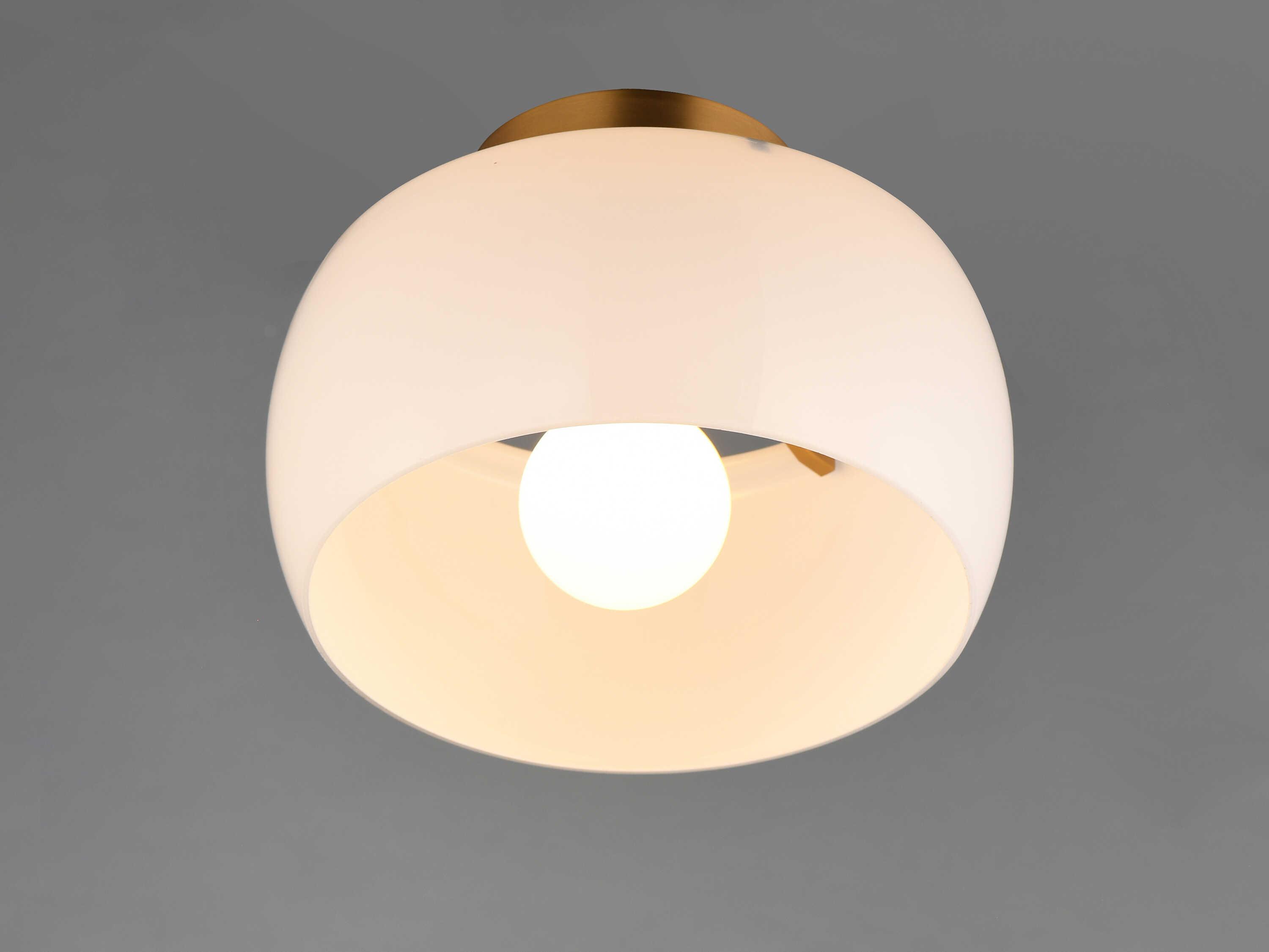 Maxim Lighting Glazed 1-Light White Natural Aged Brass Flush Mount