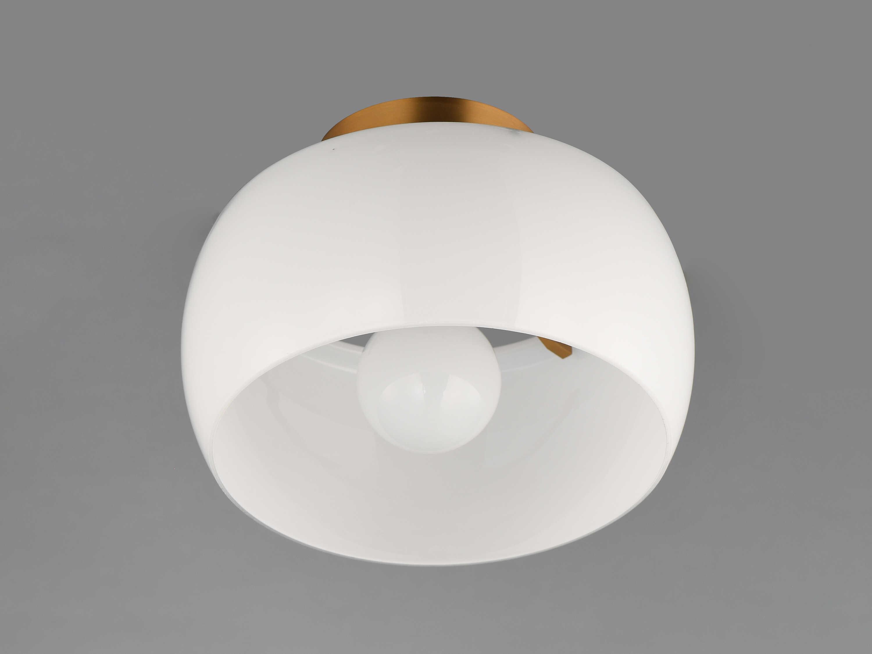 Maxim Lighting Glazed 1-Light White Natural Aged Brass Flush Mount