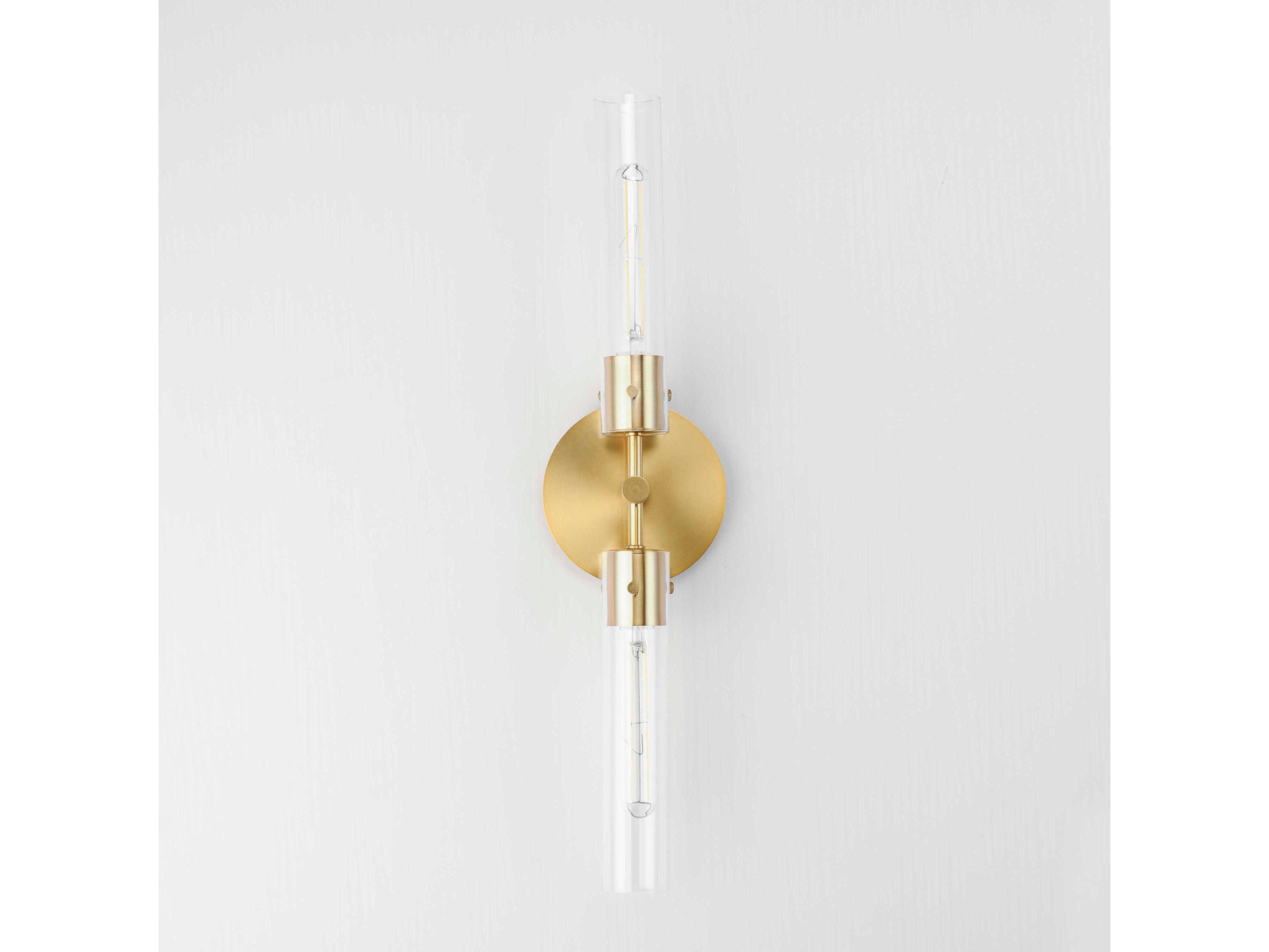 Maxim Lighting Equilibrium 2-Light Natural Aged Brass Glass LED Wall Sconce