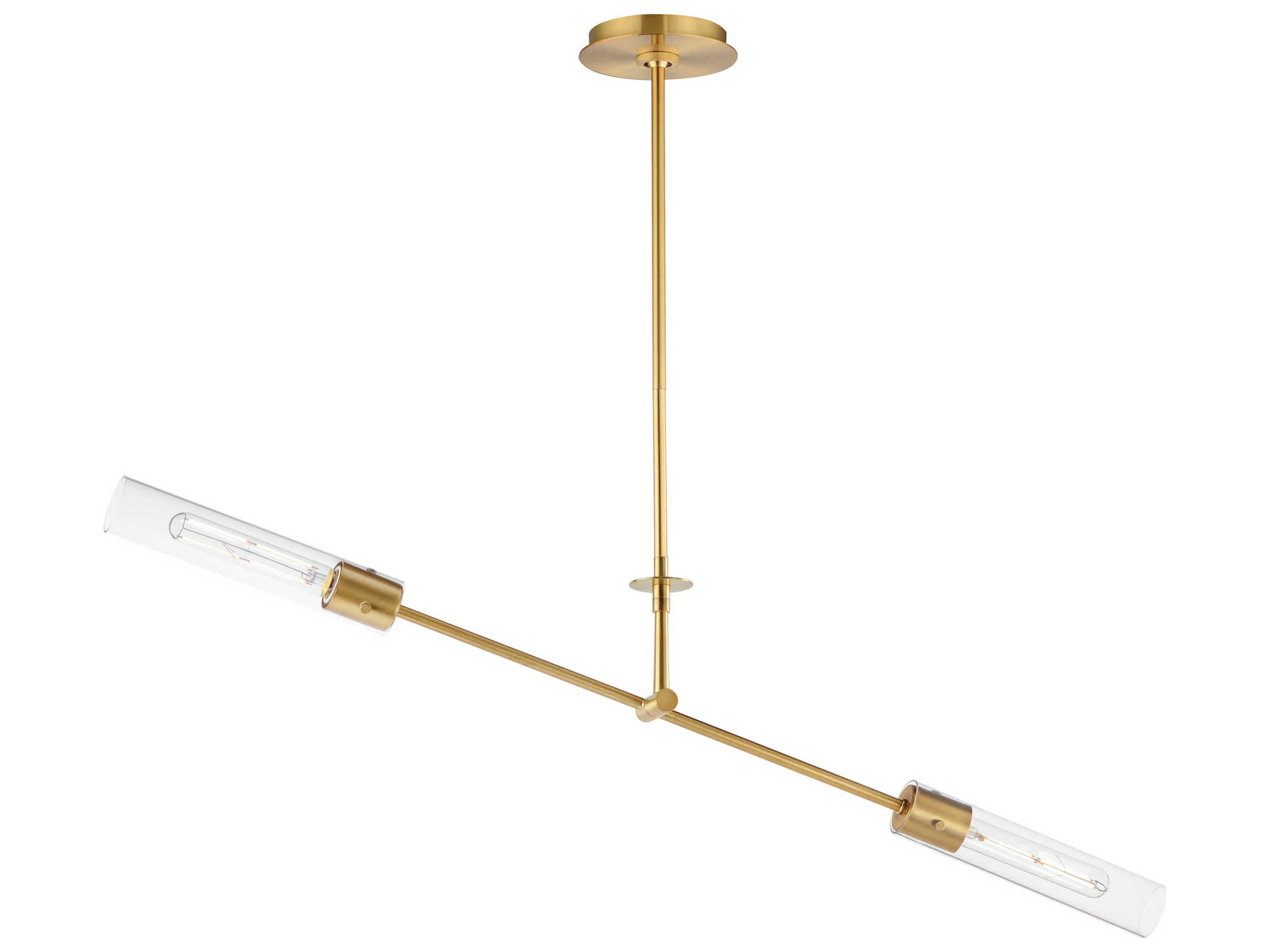 Maxim Lighting Equilibrium 2-Light Natural Aged Brass Glass LED Cylinder Linear Island Pendant