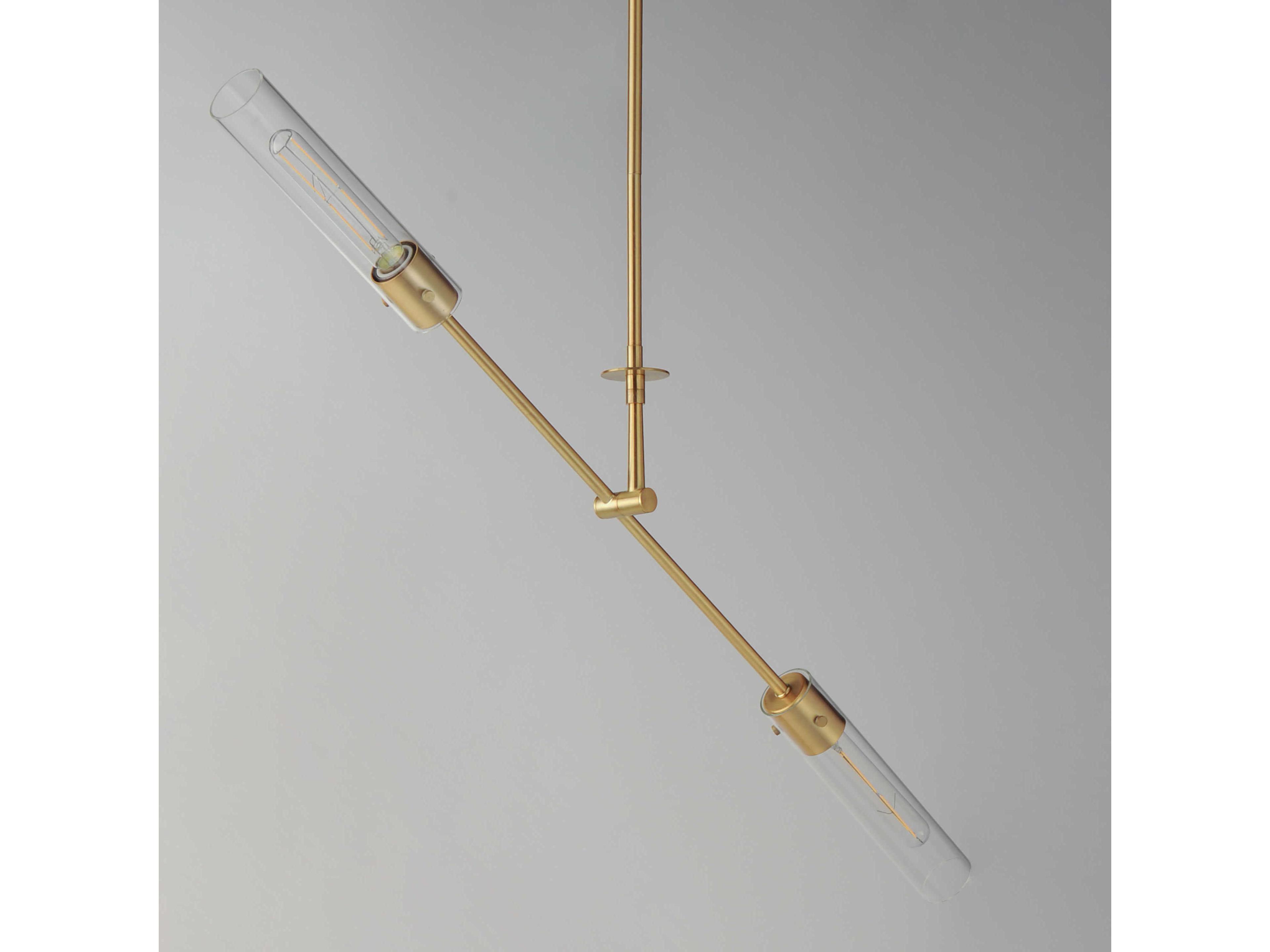 Maxim Lighting Equilibrium 2-Light Natural Aged Brass Glass LED Cylinder Linear Island Pendant