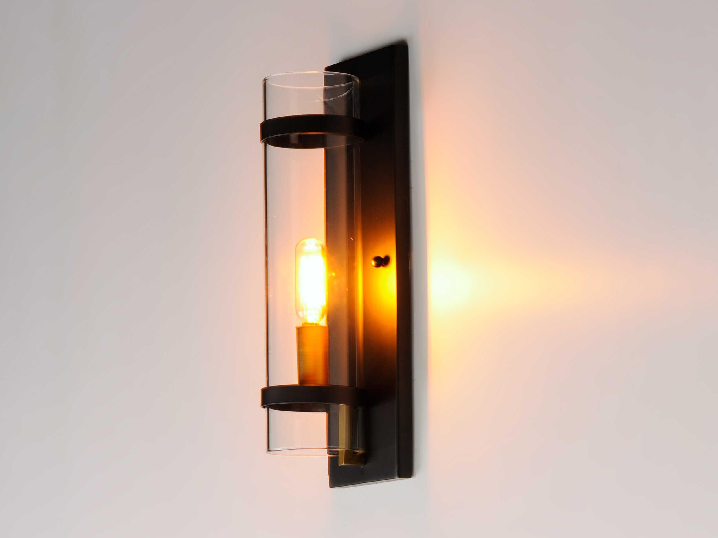 Maxim Lighting Capitol 1-Light Black Antique Brass Glass Wall Sconce