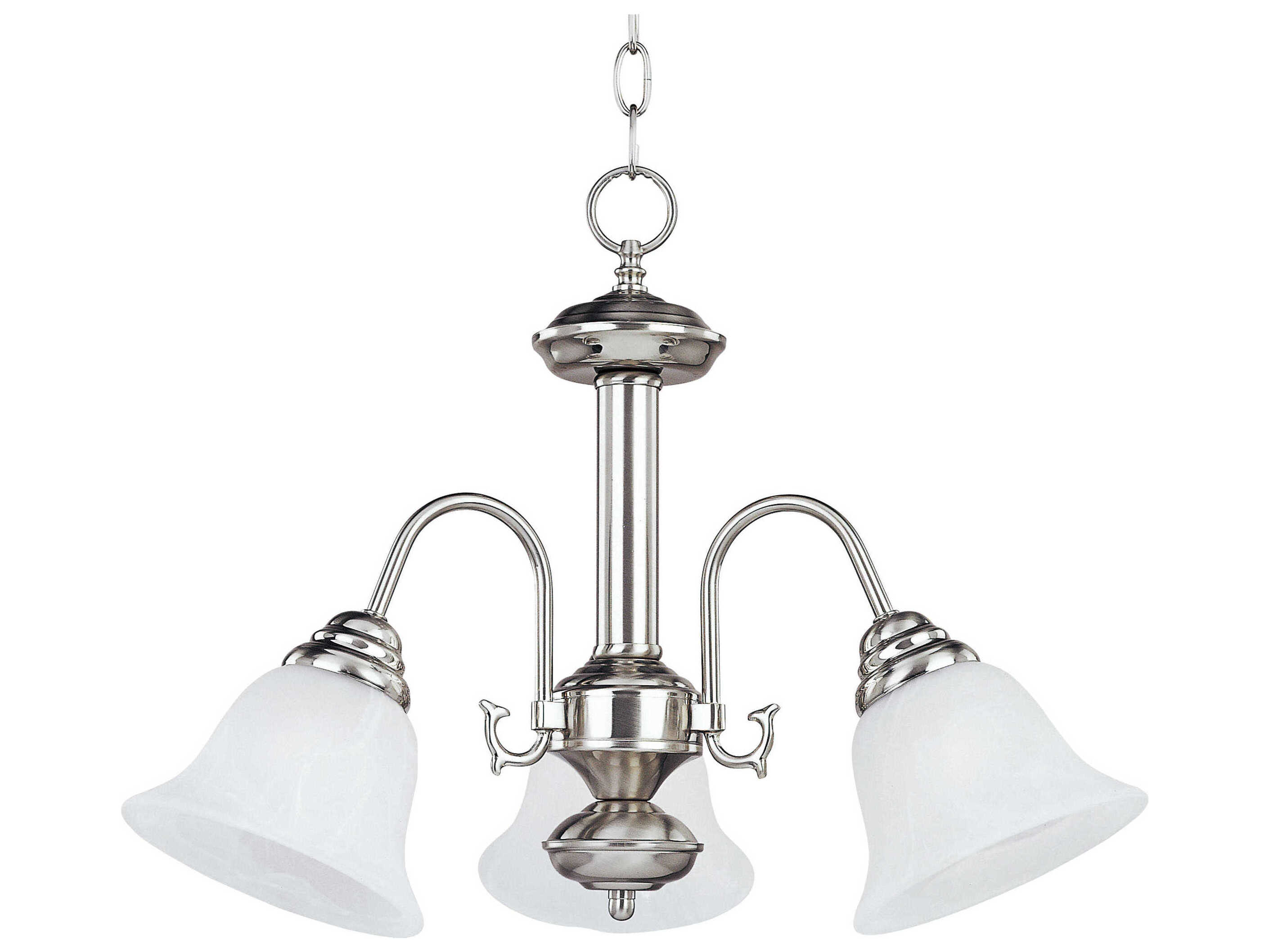 Maxim Lighting Malaga 3-Light Satin Nickel Glass Bell Chandelier