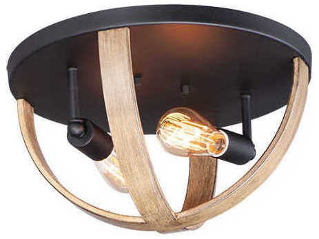 Maxim Lighting Compass 2-Light Antique Pecan Black Flush Mount