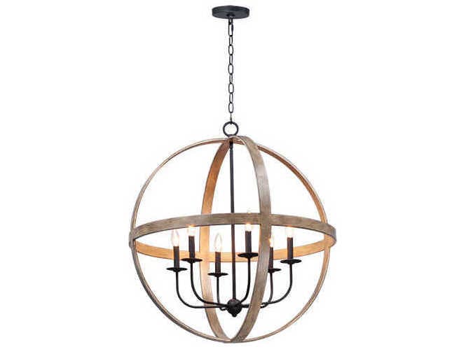 Maxim Lighting Compass 6-Light Antique Pecan Black Brown Pendant