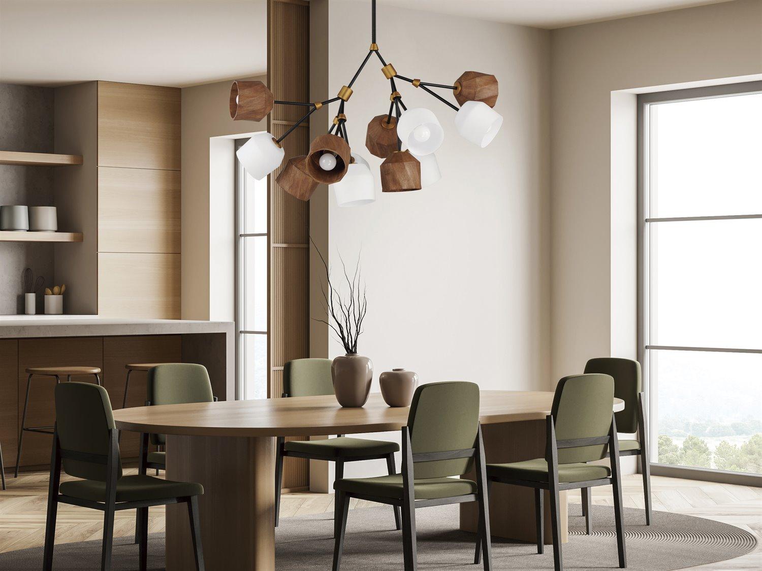 Maxim Lighting Akimbo 12-Light Dark Bronze Antique Brass Black Glass LED Bell Chandelier