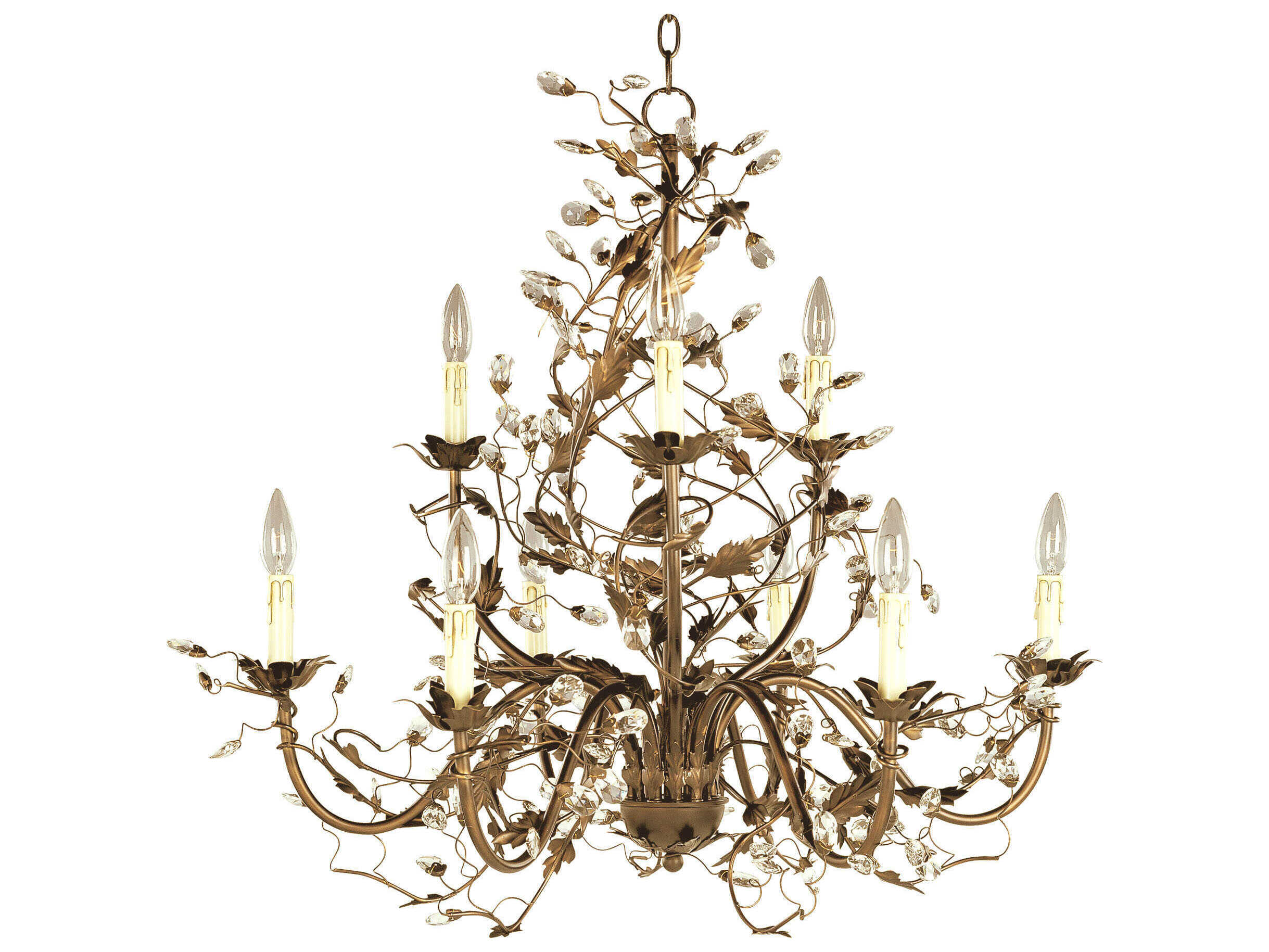 Maxim Lighting Elegante 9-Light Etruscan Gold Crystal Candelabra Globe Chandelier
