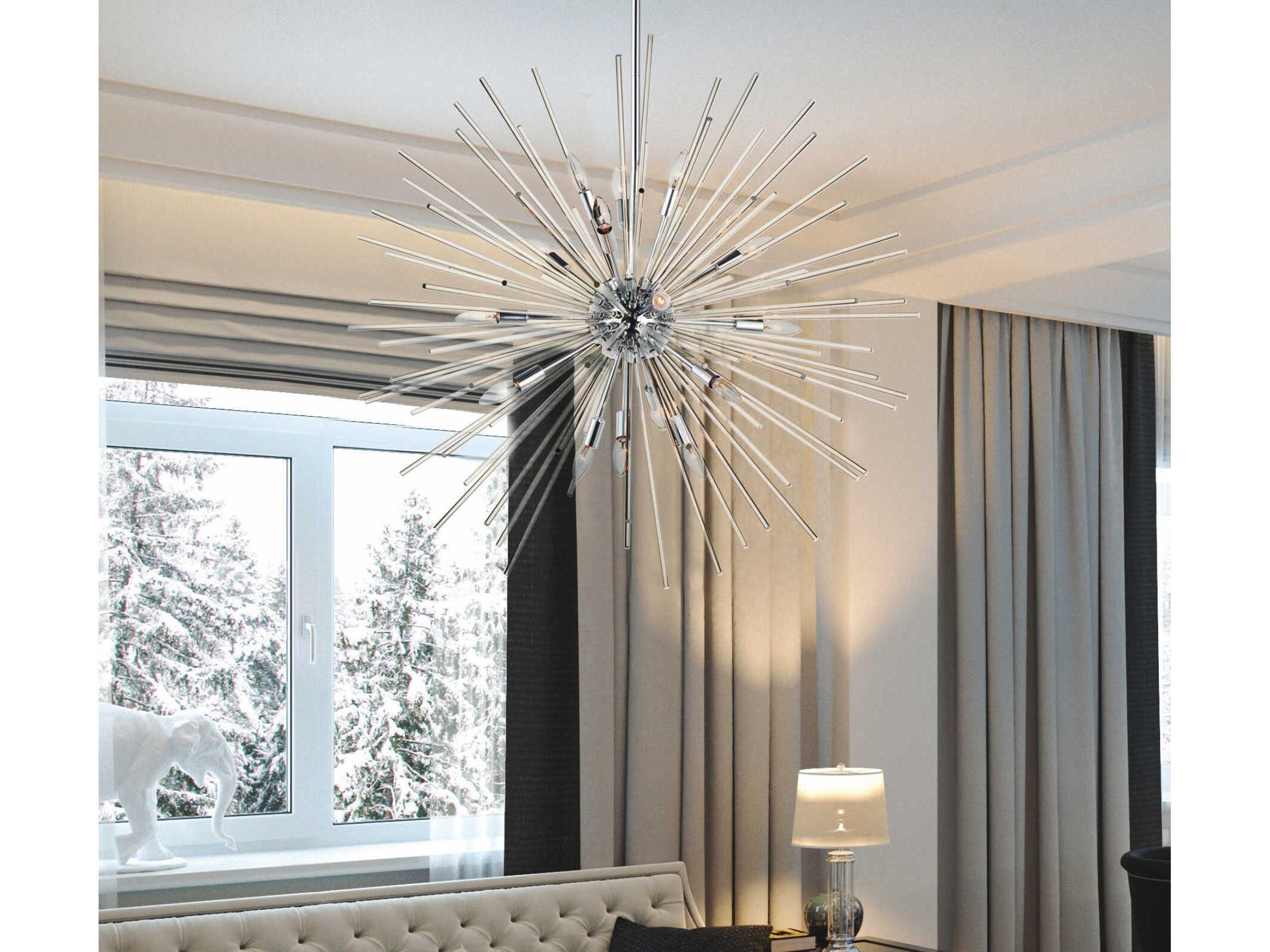 Maxim Lighting Polaris 16-Light Polished Chrome Copper Glass Sputnik Pendant