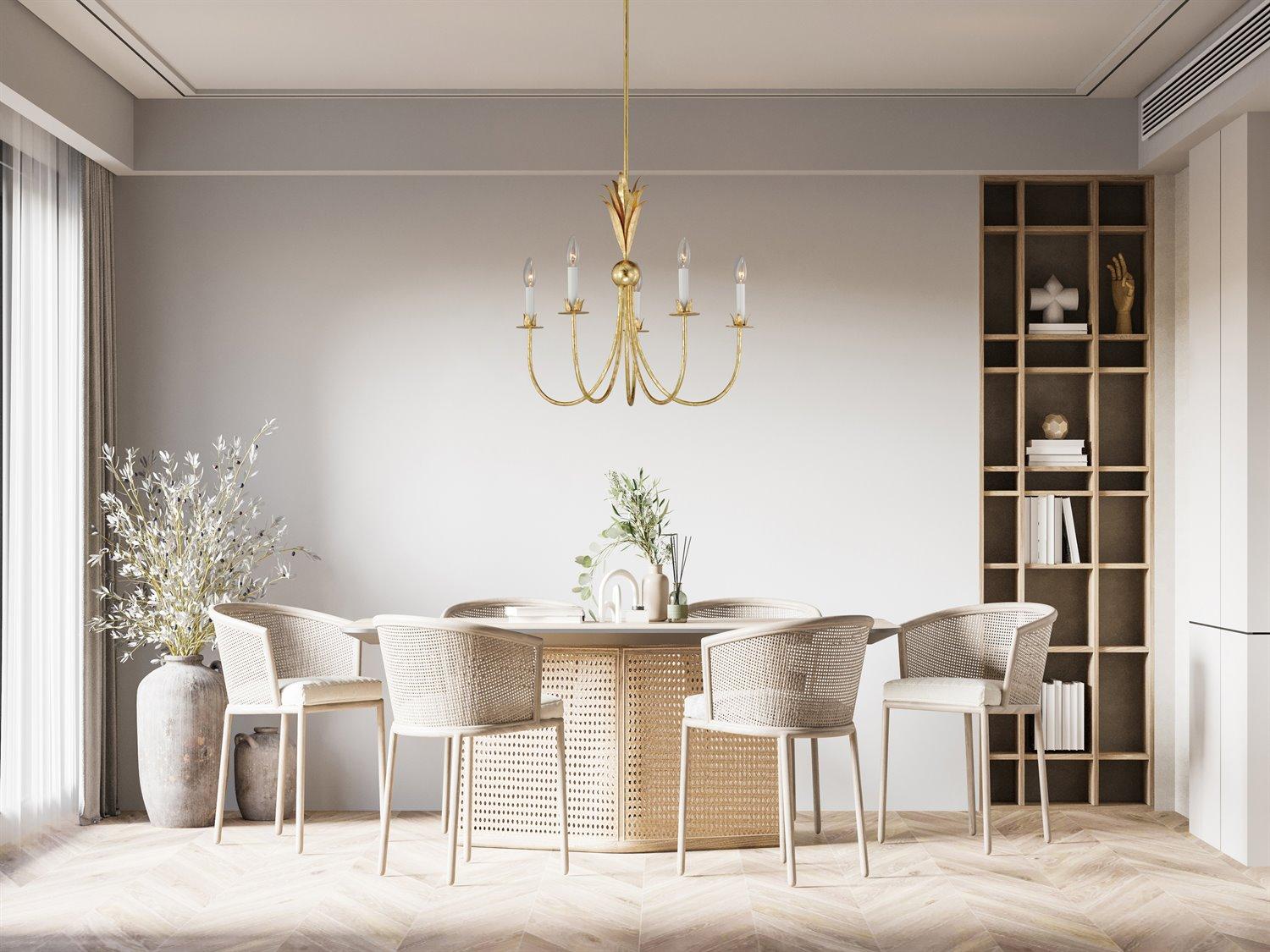 Maxim Lighting Paloma 5-Light Gold Leaf Candelabra Chandelier