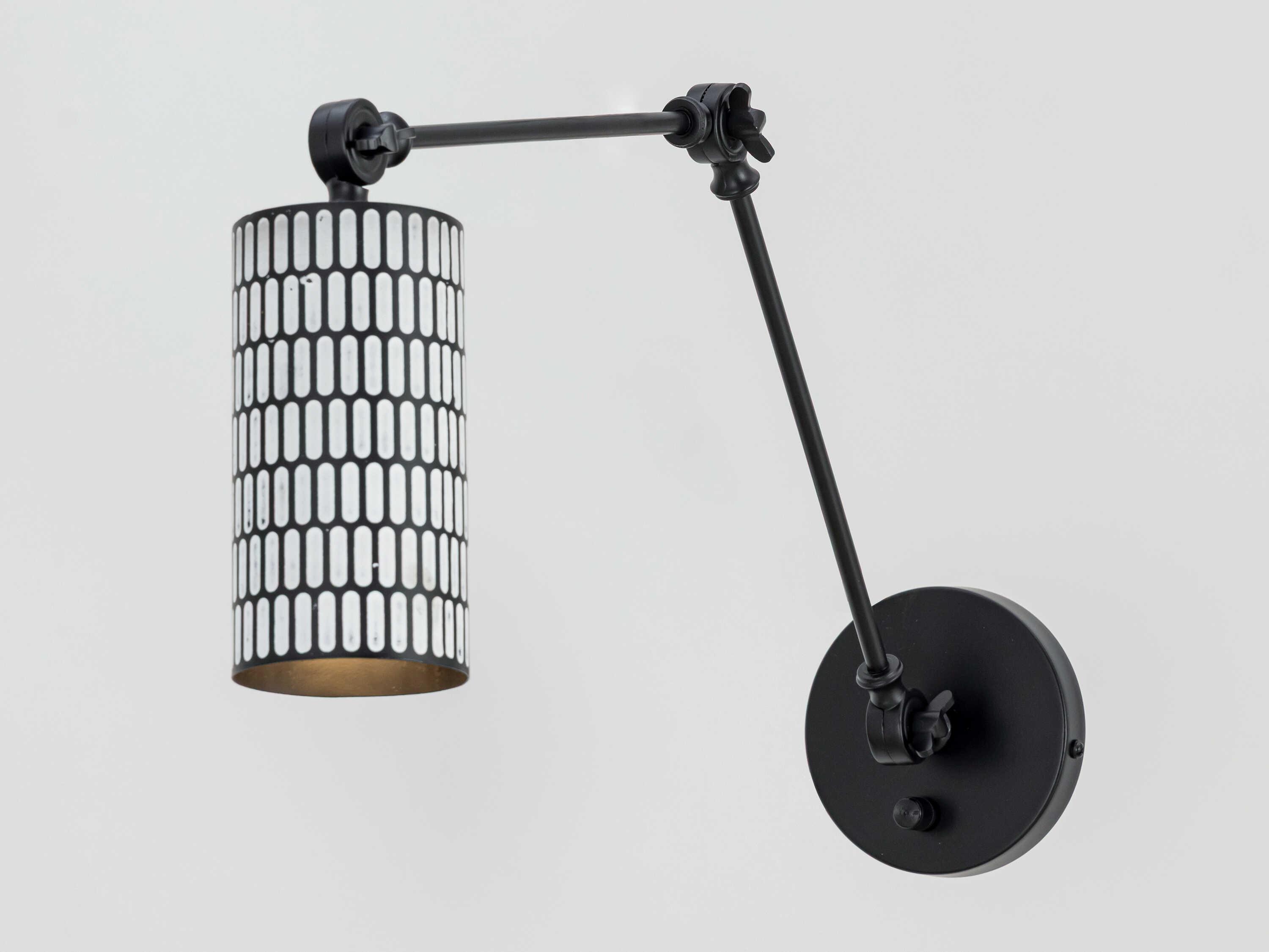 Maxim Lighting Shaka 1-Light Black White Swing Wall Sconce