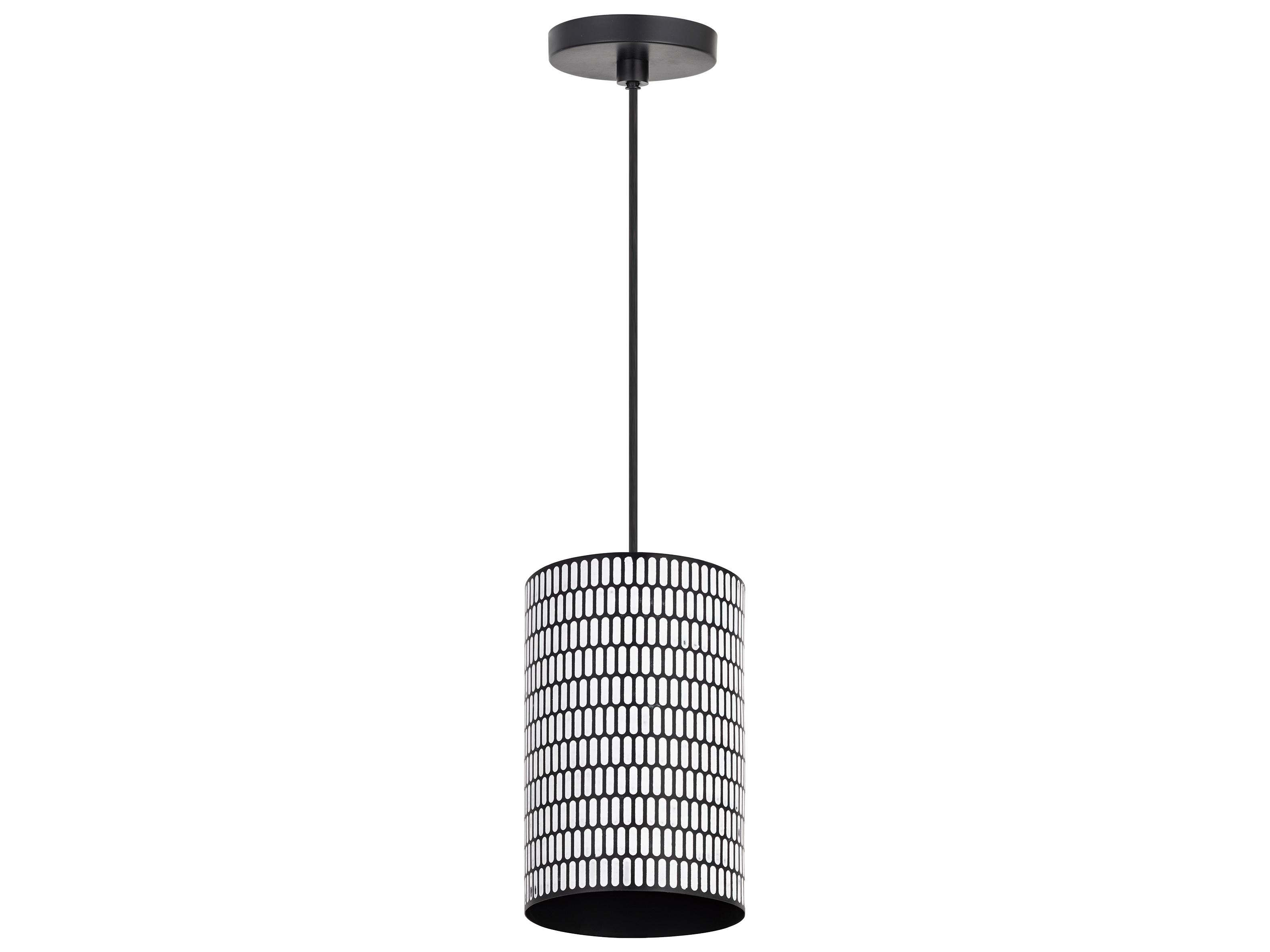 Maxim Lighting Shaka 1-Light Black White Cylinder Mini Pendant