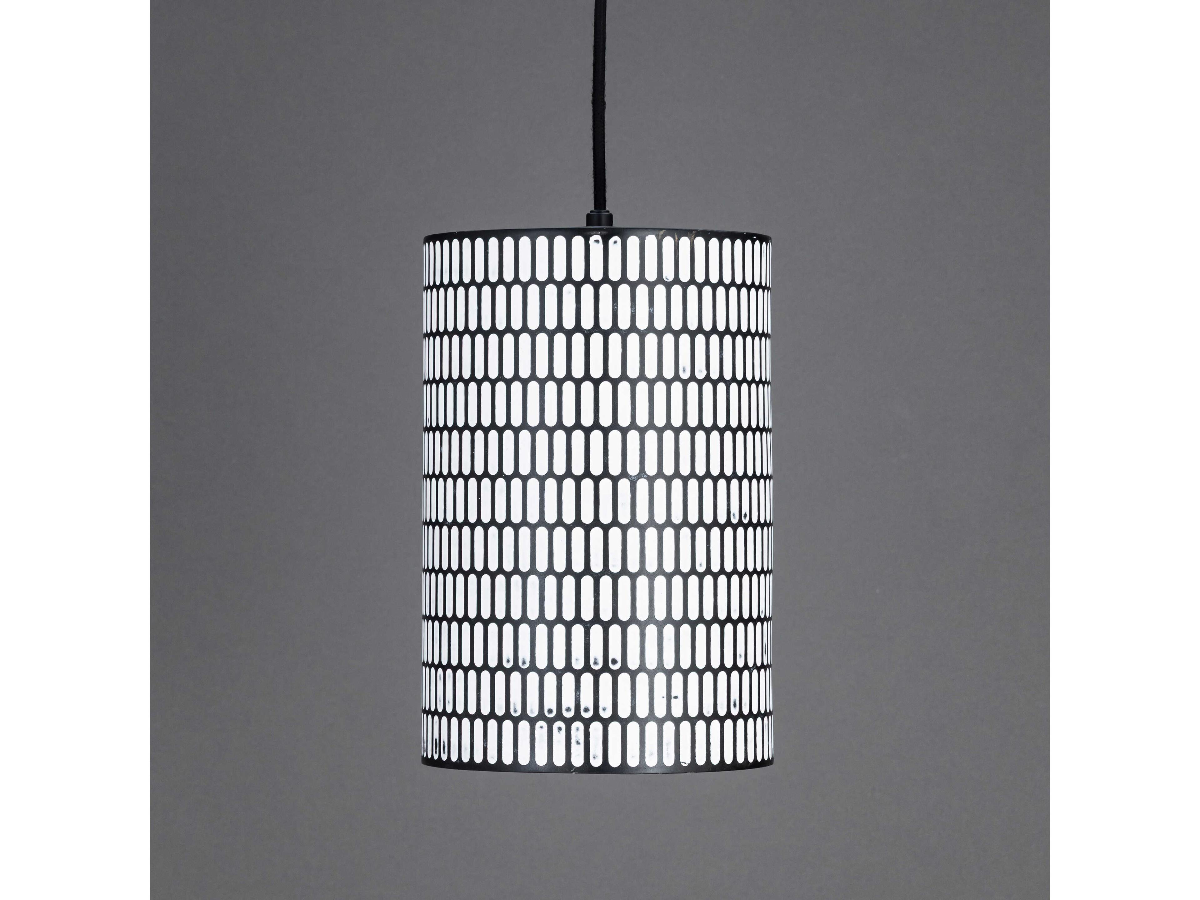 Maxim Lighting Shaka 1-Light Black White Cylinder Mini Pendant