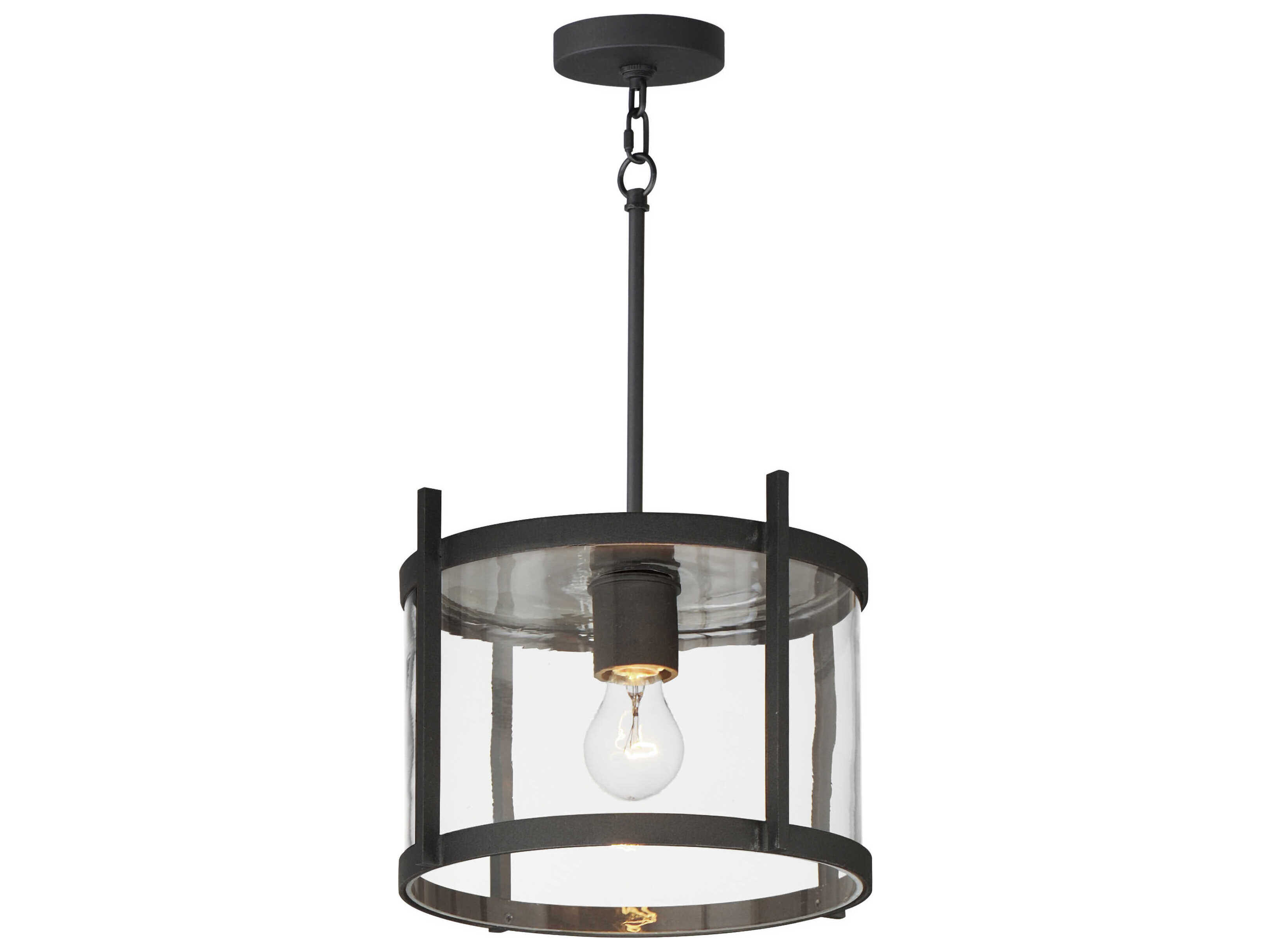Maxim Lighting Belfry 1-Light Black Glass Drum Mini Pendant
