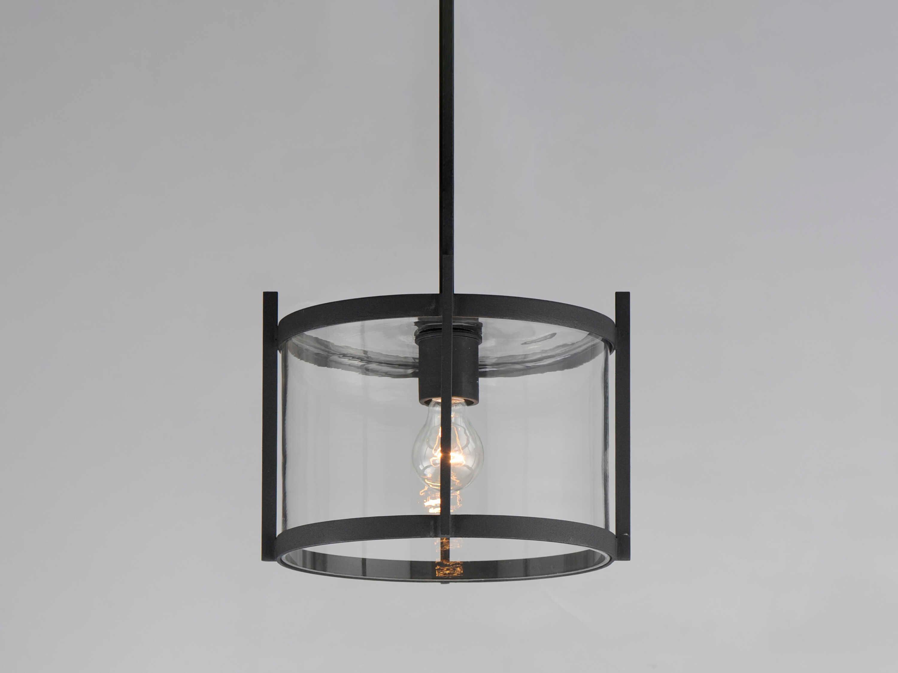 Maxim Lighting Belfry 1-Light Black Glass Drum Mini Pendant