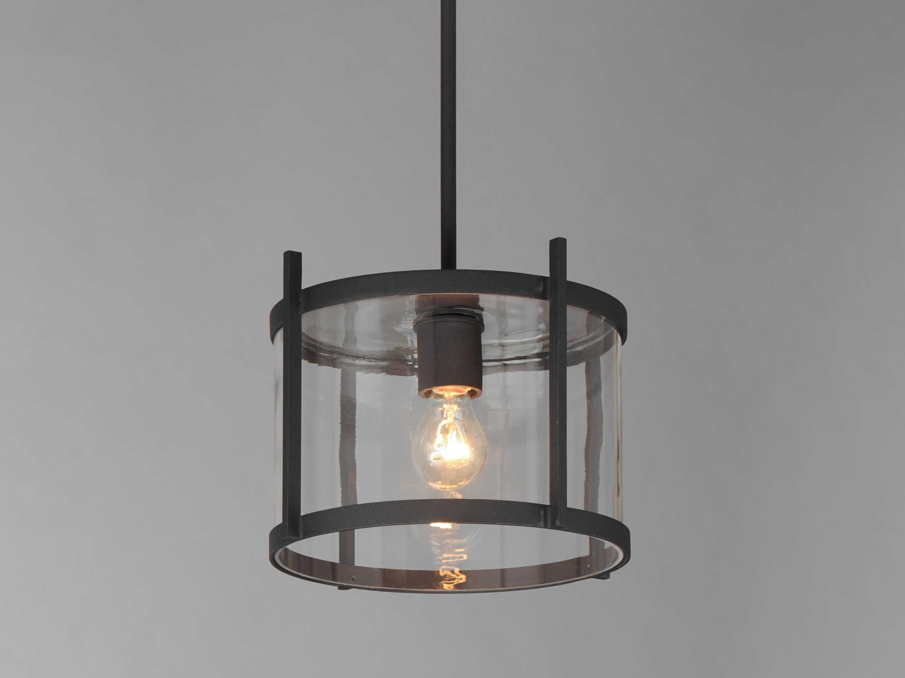 Maxim Lighting Belfry 1-Light Black Glass Drum Mini Pendant