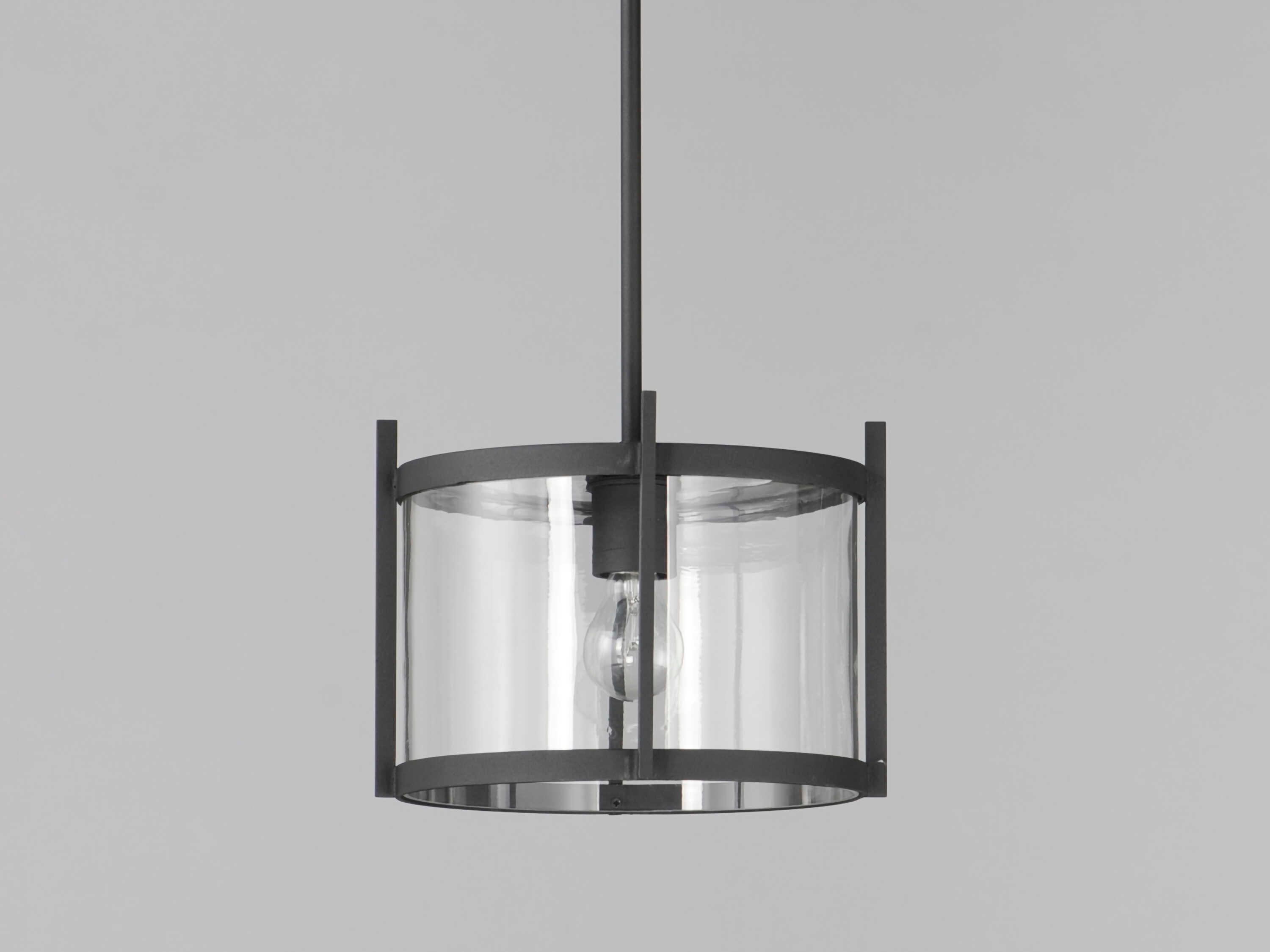 Maxim Lighting Belfry 1-Light Black Glass Drum Mini Pendant